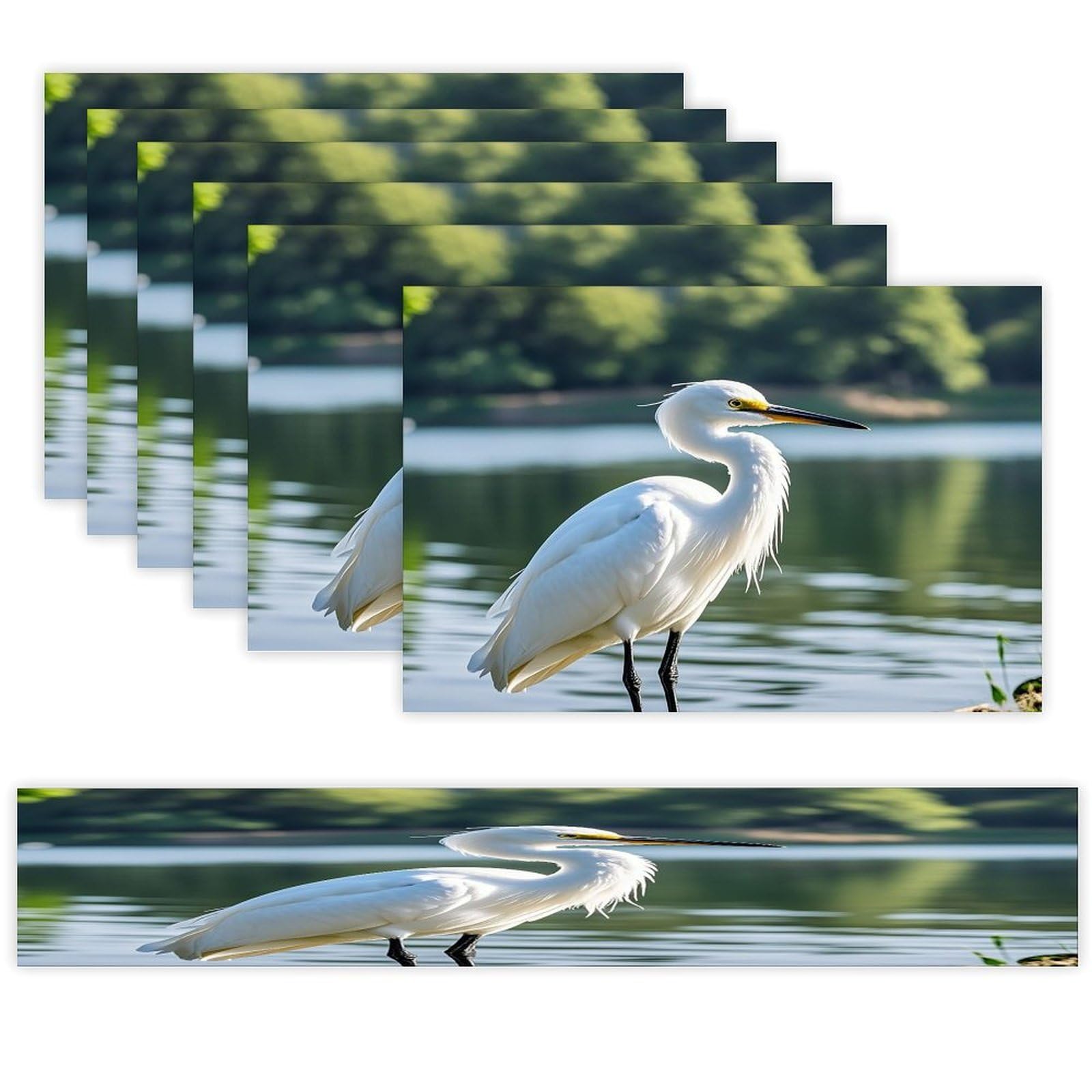 Heron Table Runner and Placemats Set of 6 Heat Resistant Table Runner Place Mats Modern Cloth Table Mat Washable Linen Placemat Festive Reusable Set
