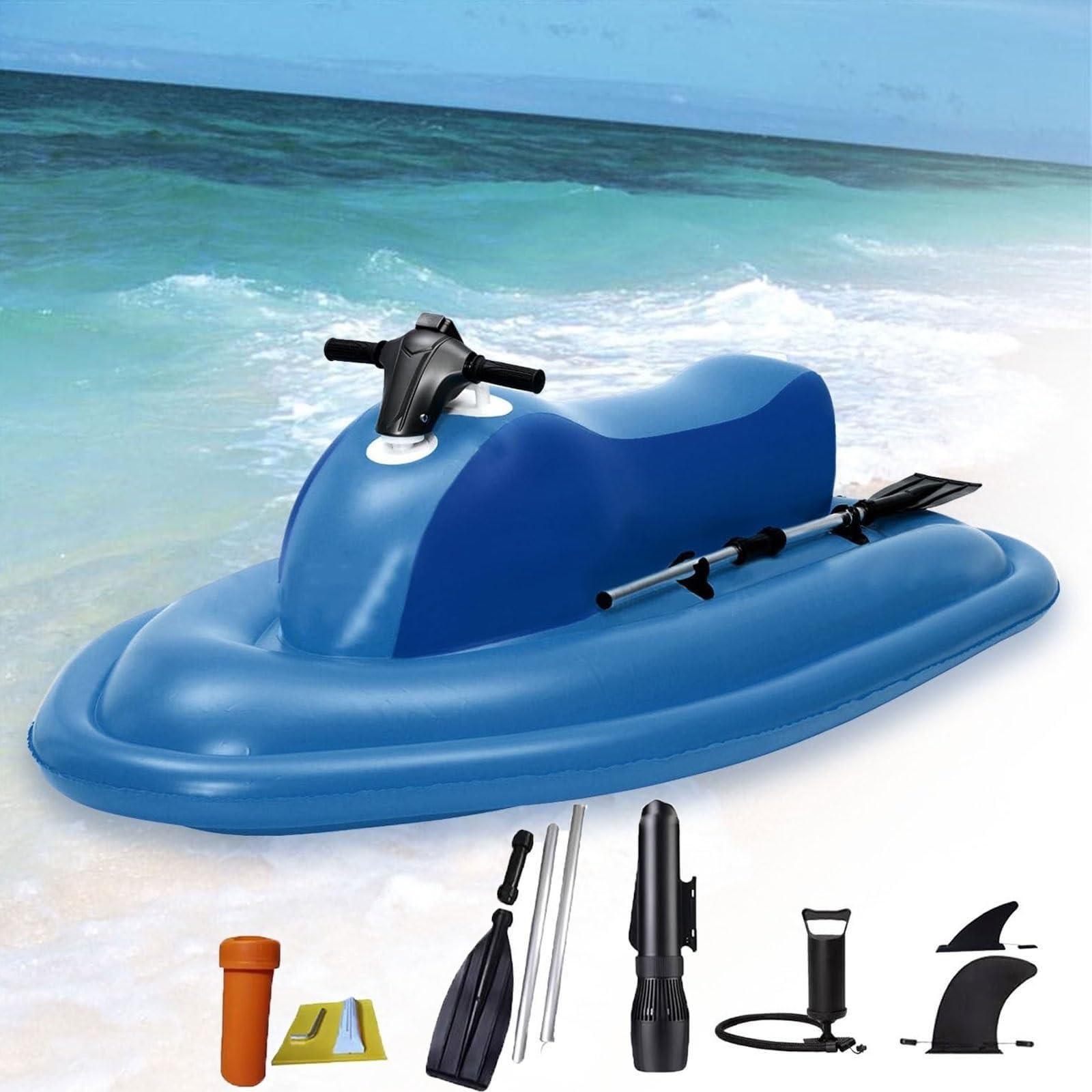 Esquí Acuático Inflable Eléctrico Barco, Velocidad 3-9Km/h,Capacidad 330Lb | Tiempo Ejecución 2H, Scooter Desmontable Ocean, Motor Escobillas 500W, Moto Acuática Inflable Plegable, Adultos(700Wpro16A)