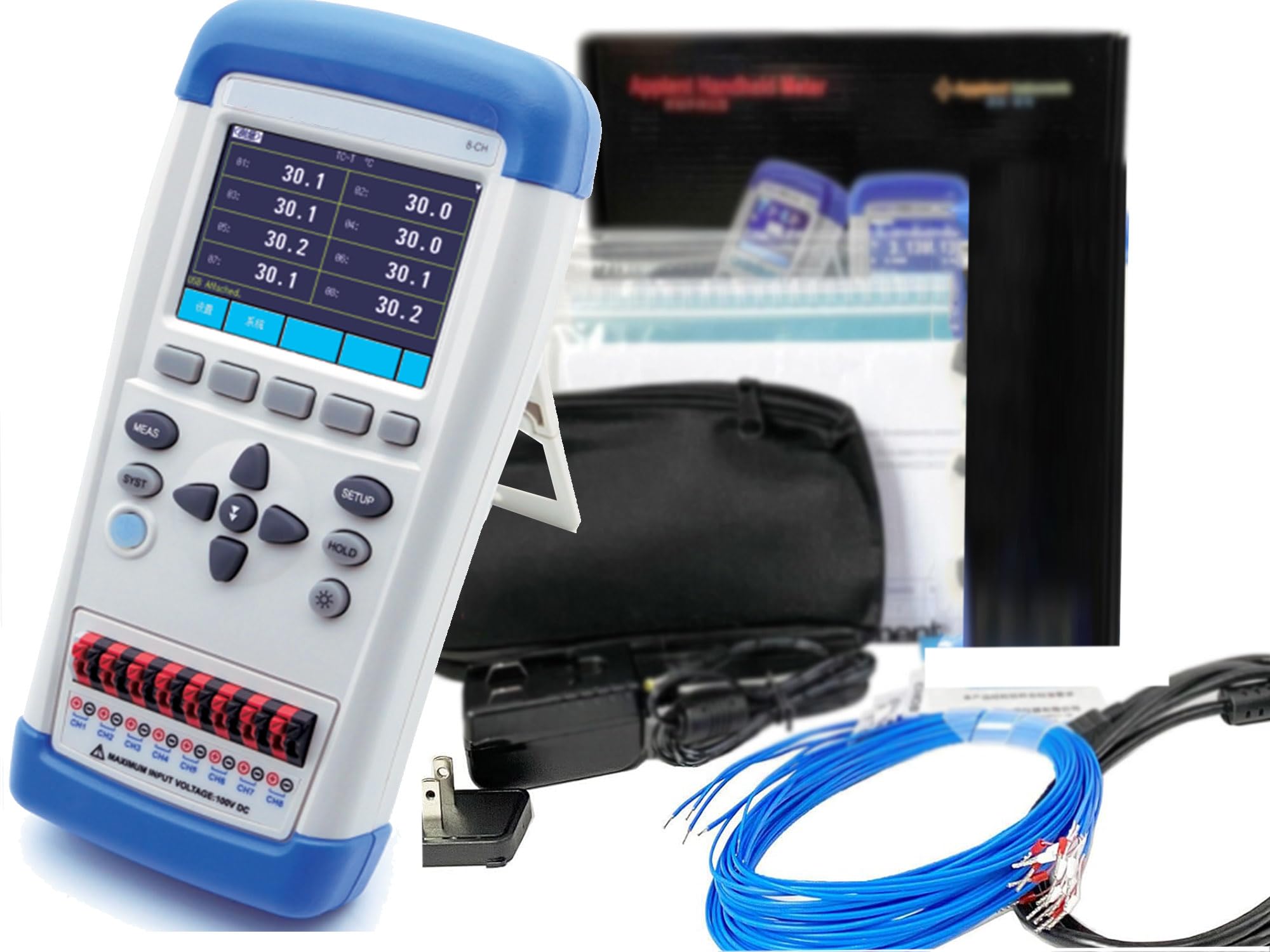 VTSYIQI 8 Channel Thermocouple Data Logger Multi-Channel Temperature Recorder Monitor with Range-200?~1800? Thermocouple J/K/T/E/S/N/B/R Accuracy 0.2%+1? USB Touch Screen