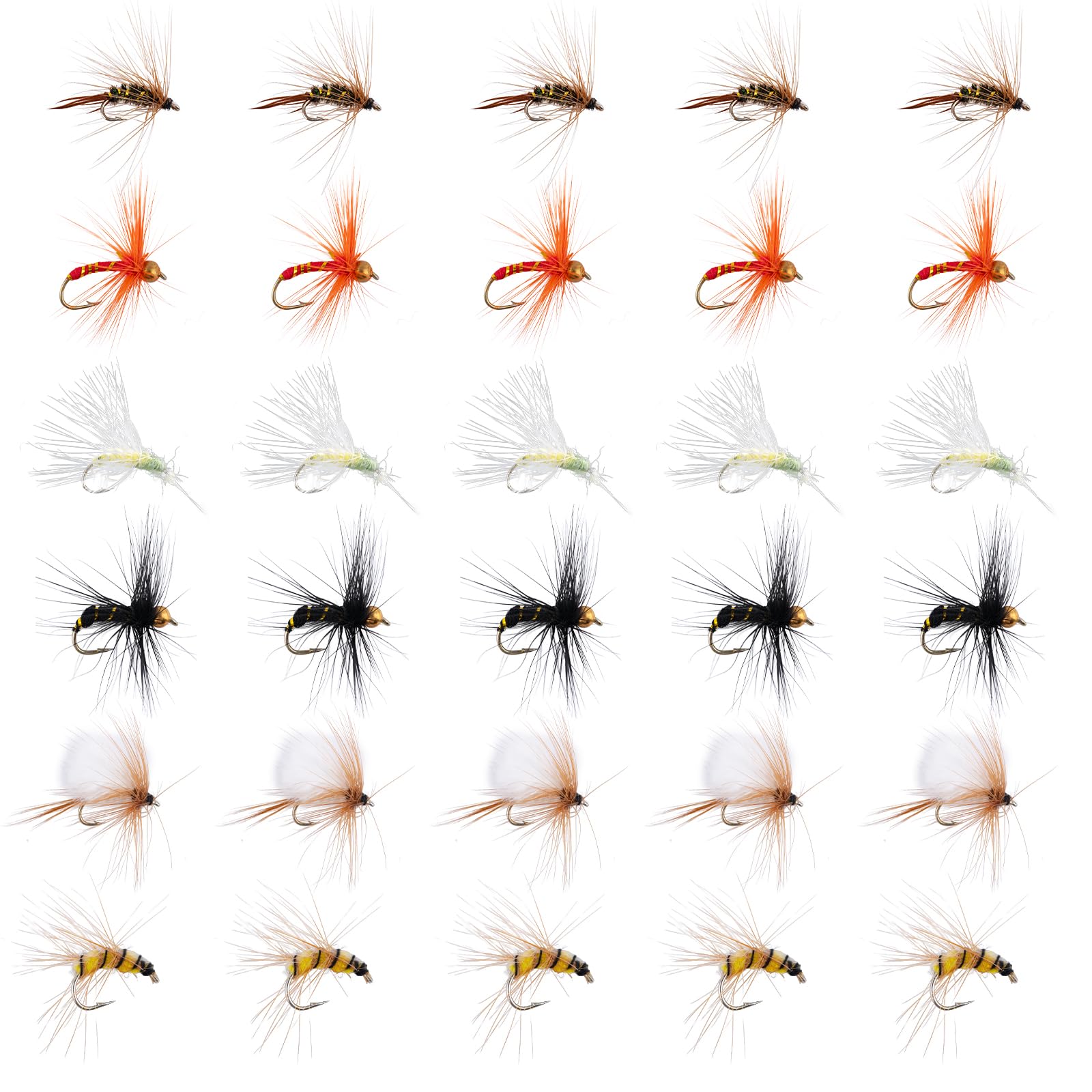 Goture Fly Fishing Flies Kit, 30pcs Dry Wet Flies Streamers Nymphs Fly Fishing Lures Assortment Kit for Bass Trout Steelhead Salmon, Gifts for Men
