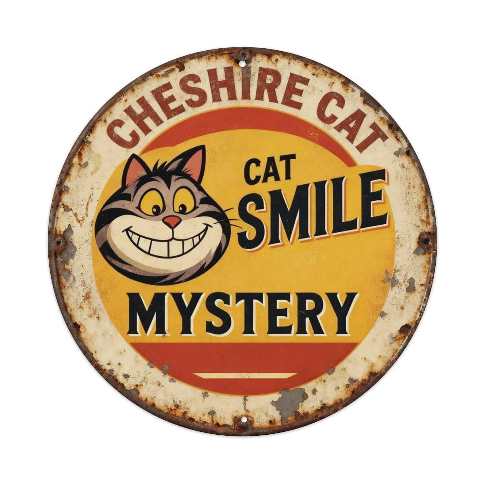 Cheshire Cat Smile Mystery Metal Tin Sign Plaque