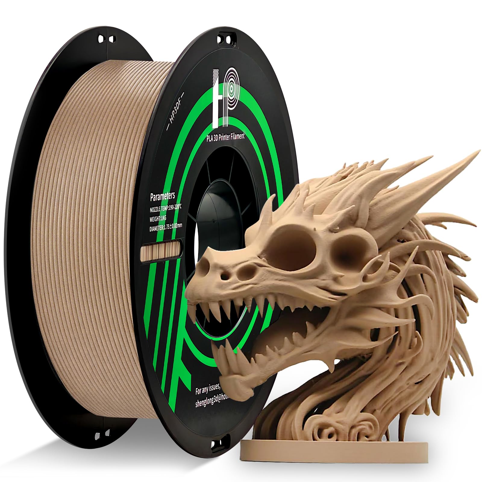 HP3DF PLA Filament, Wood PLA, 3D Printer Filament, PLA Filament 1.75mm Dimensional Accuracy +/- 0.02mm, 1KG Spool (2.2 lbs), Fit Most FDM Printer (Wood)