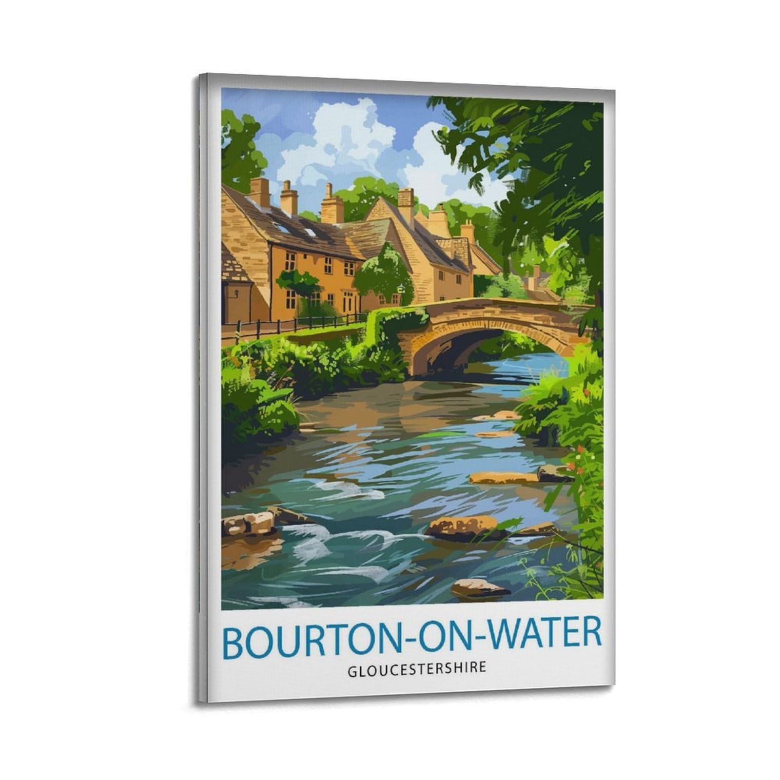 xiaoxiaoshen Bourton on Water Cotswolds Travel, Home Gift for Travelers Canvas Poster Wall Art Prints Room Aesthetic Murals Bedroom And Living Decorations 24x36inch(60x90cm)