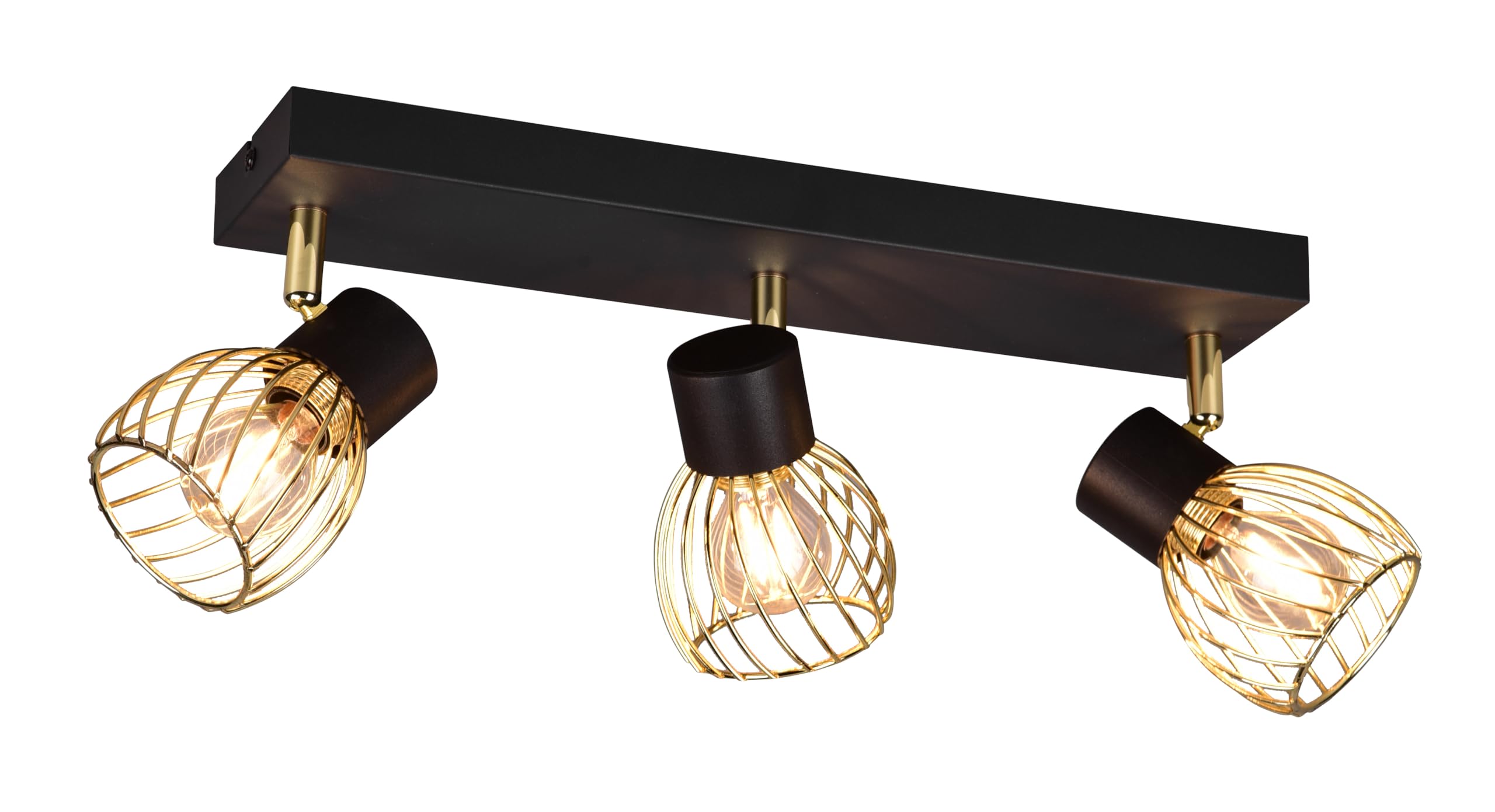 Reality Leuchten Ardon R81383080 Spotlight Bar Metal Black Matte / Gold-Coloured Excl. 3x E14