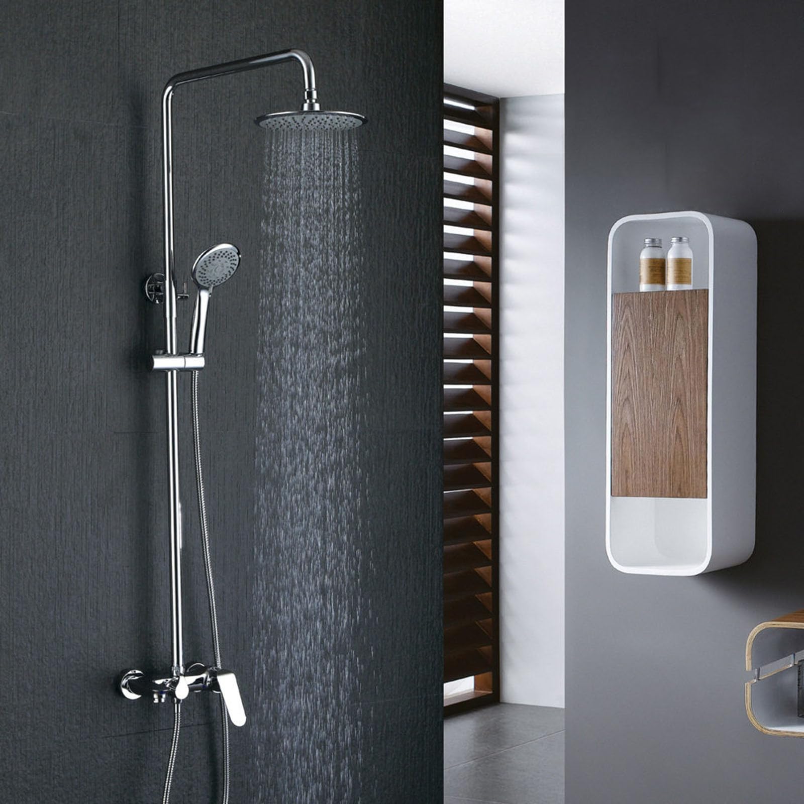 columna ducha exterior de pared sistema de ducha 3 en 1 cromado