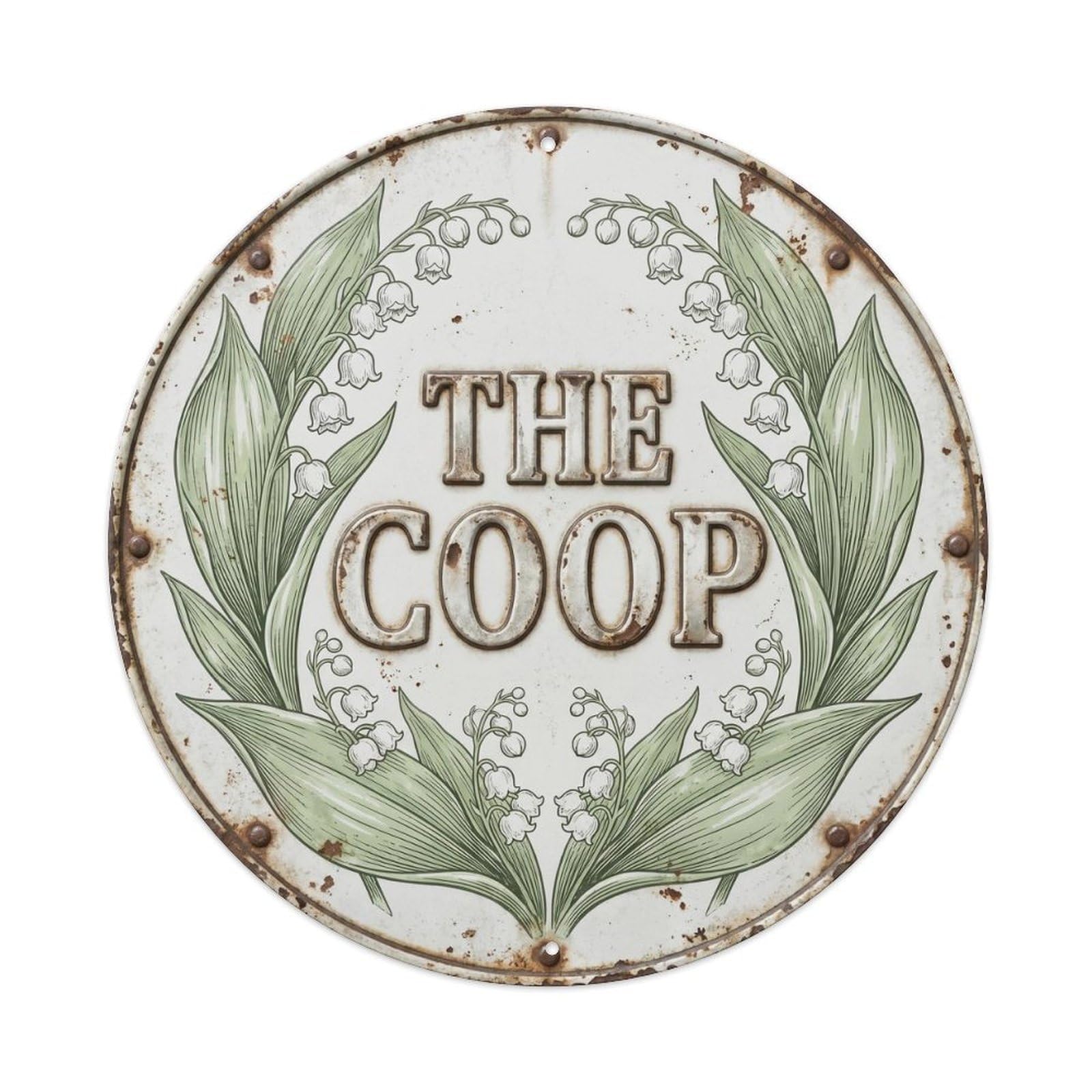 Coop Lily Of The Valley Floral Farmhouse Label Metal Tin Sign