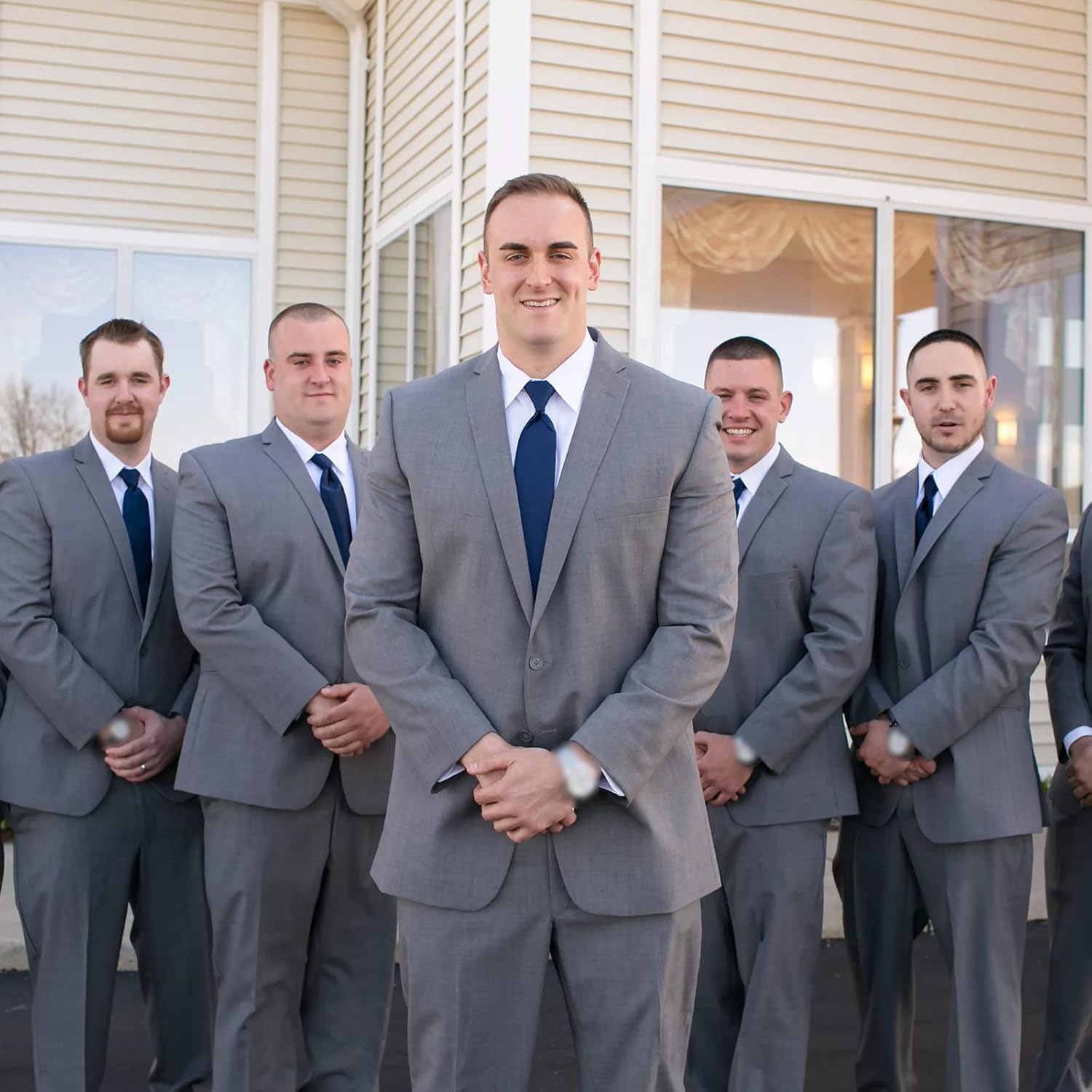 HISDERN Mens Ties Solid Color Wedding Ties and Pocket Square Neckties Clip Sets Business Formal Satin Ties for Men - Image 5