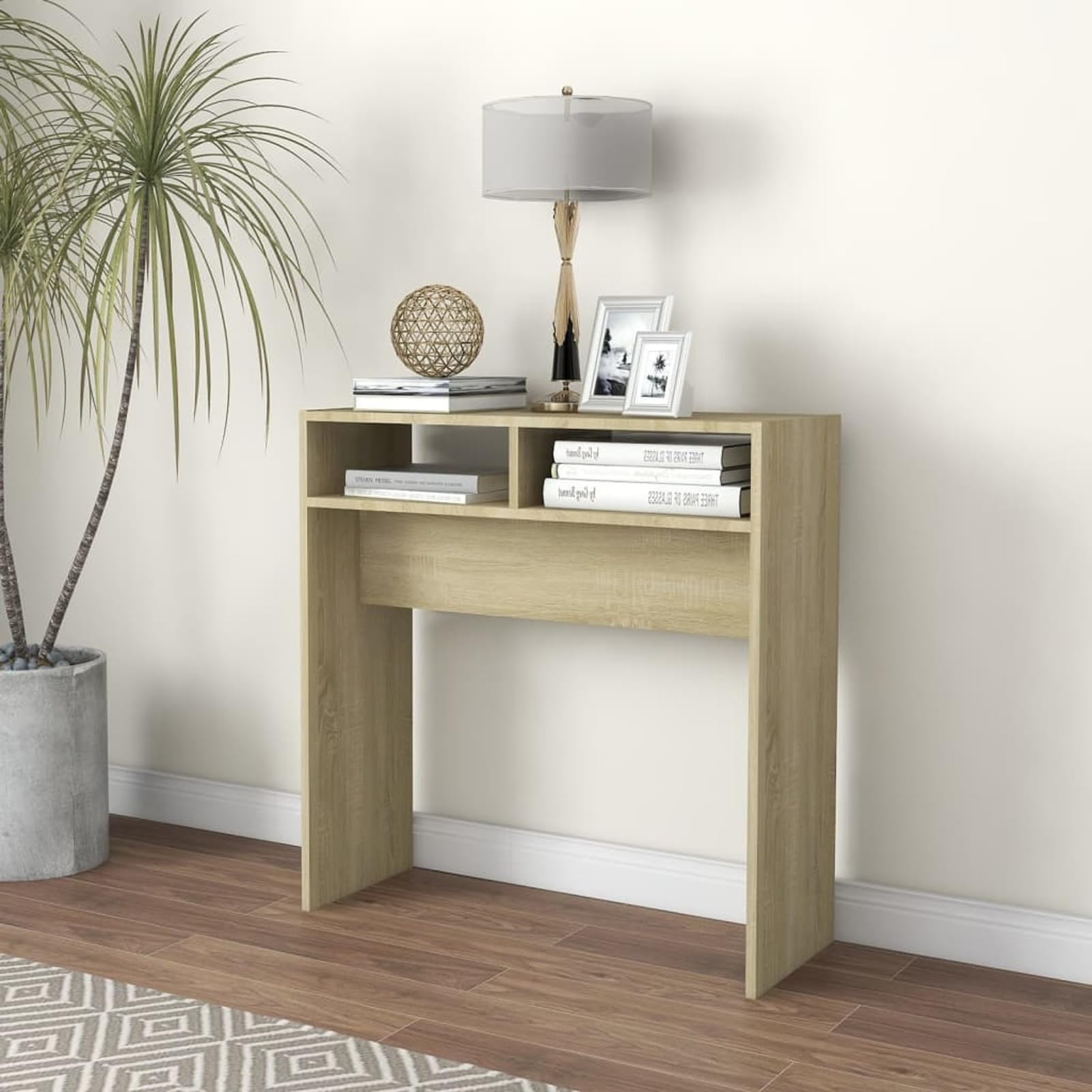 Homgoday Mesa Consola Madera contrachapada Roble Sonoma 78x30x80 cm Mesas auxiliares de salón,Mesa Consola Recibidor Mueble de Entrada Estrecha Clásica
