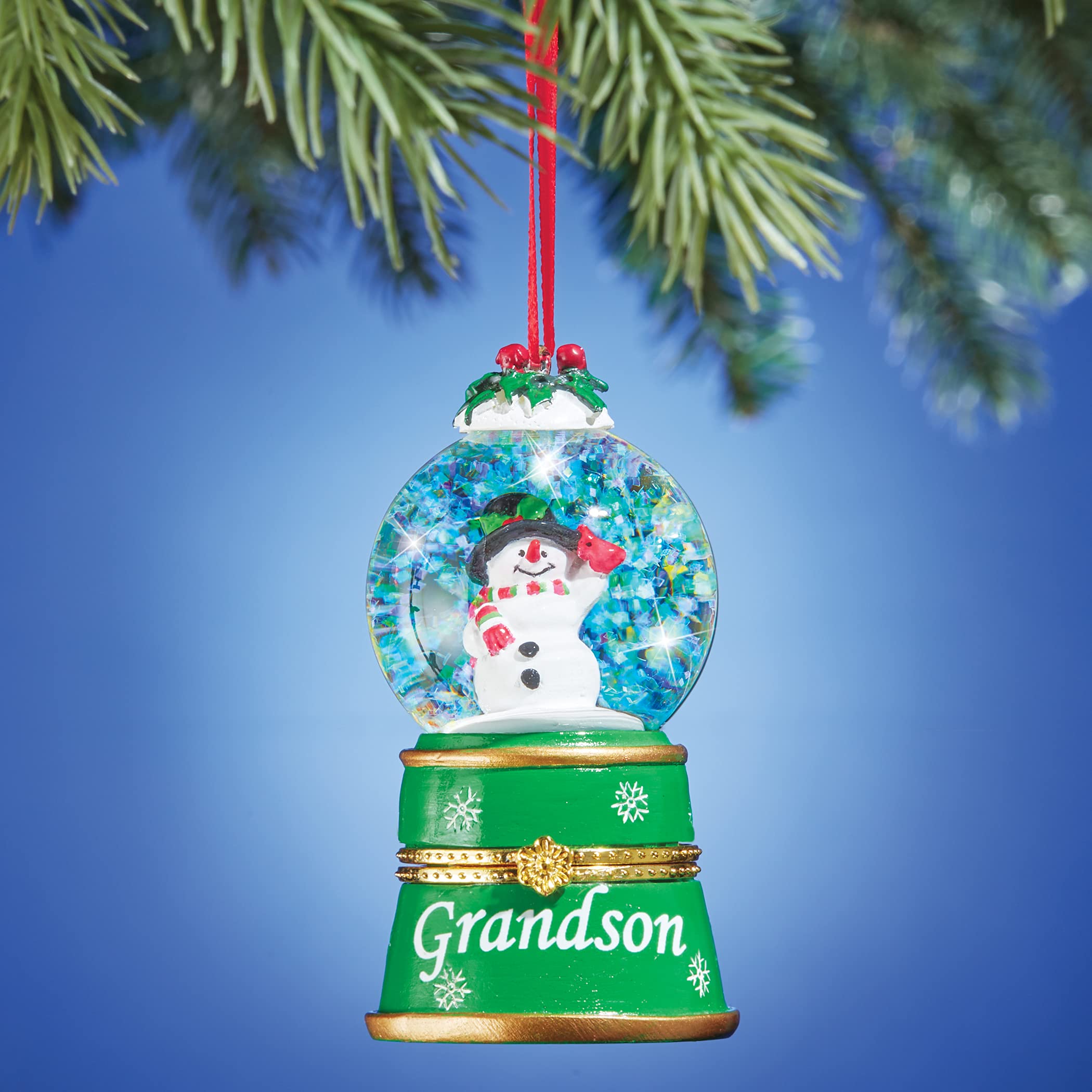 Collections Etc Children and Grandchildren Snow Globe Trinket Ornaments