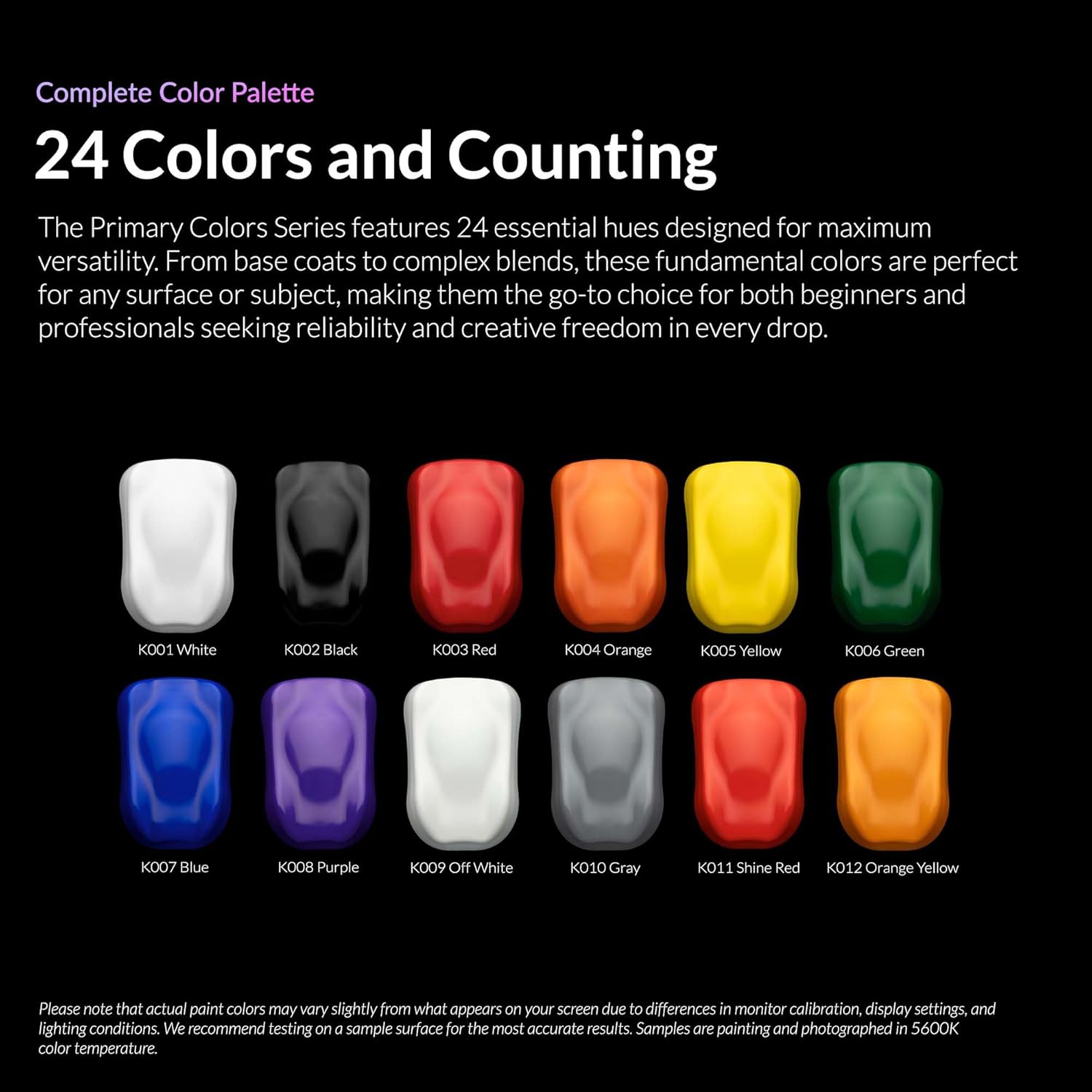 Gaahleri Kaleido Primary 12-Color Set – Water-Based Acrylic Airbrush Paint Kit for Scale Models, Gundam, Mecha, Cars & Miniatures – Pre-Thinned, High Gloss, Fast-Drying, with Thinner & Cleaner