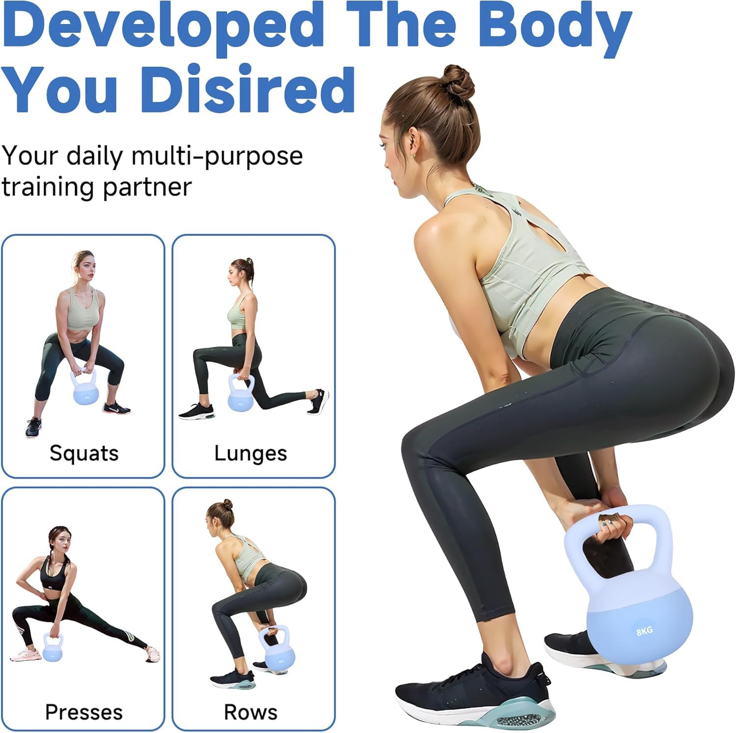 Leikefitness Weiches Kugelhantel-Set – rutschfeste Kugelhanteln für das Training zu Hause – Stärke und Sicherheit garantiert (Blue, 8kg)
