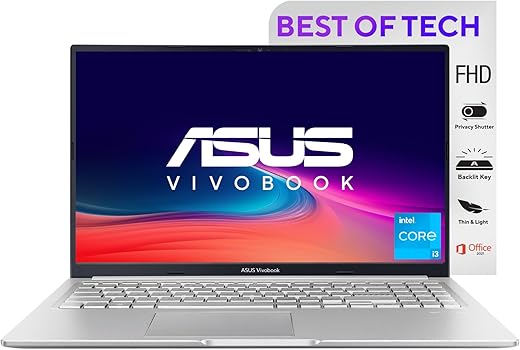 ASUS VivoBook 15 (2022), Intel®Core i3-1215U 12th Gen, 15.6″ (39.62 cm) FHD, Thin and Light Laptop (8GB/512 SSD//Windows 11/Office 2021//Backlit…