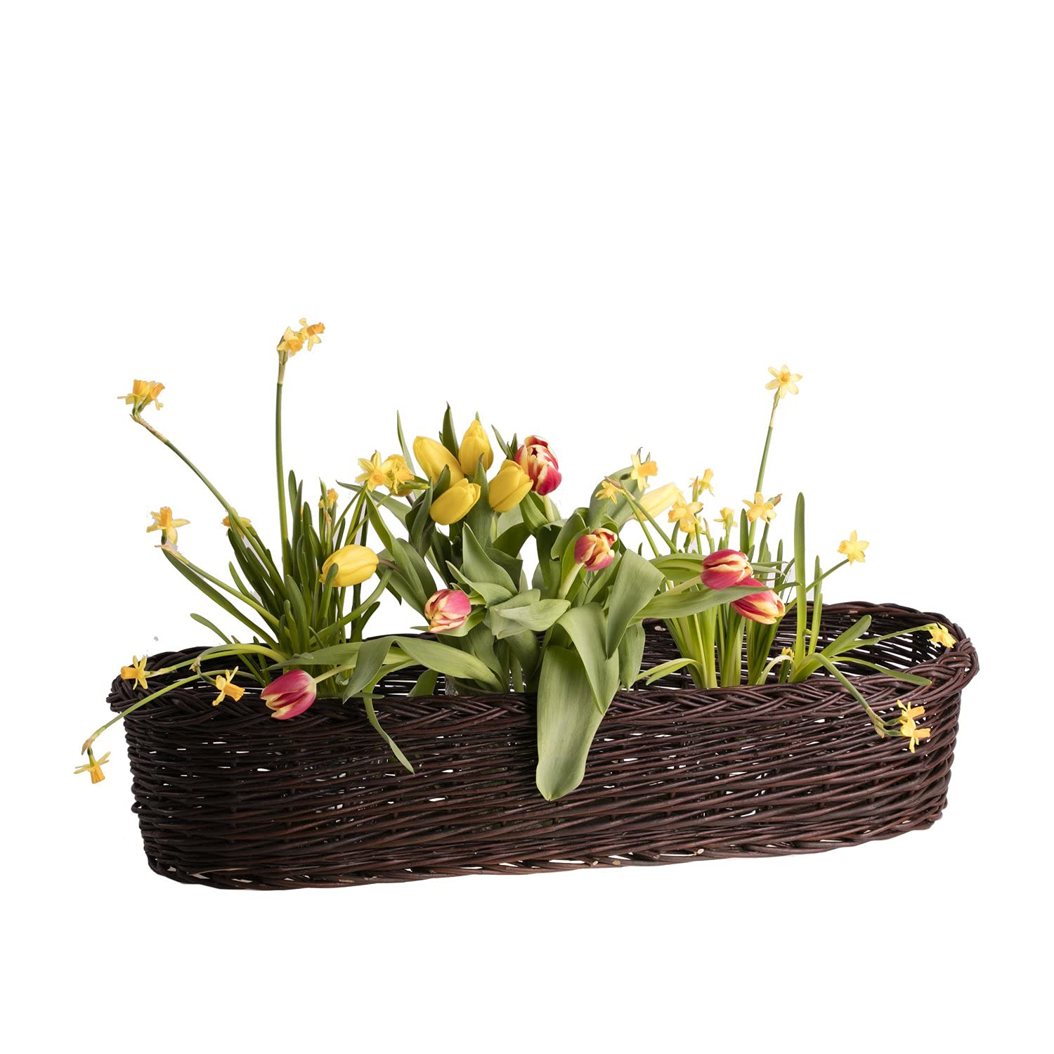 e-wicker24 Jardiniére Ovale pour Plantes,Cache-Pot Pot de Fleurs boîte à Fleurs en Osier Marron Naturel,Pots de Fleurs (100 x 28, H: 18) (80x28 H18)
