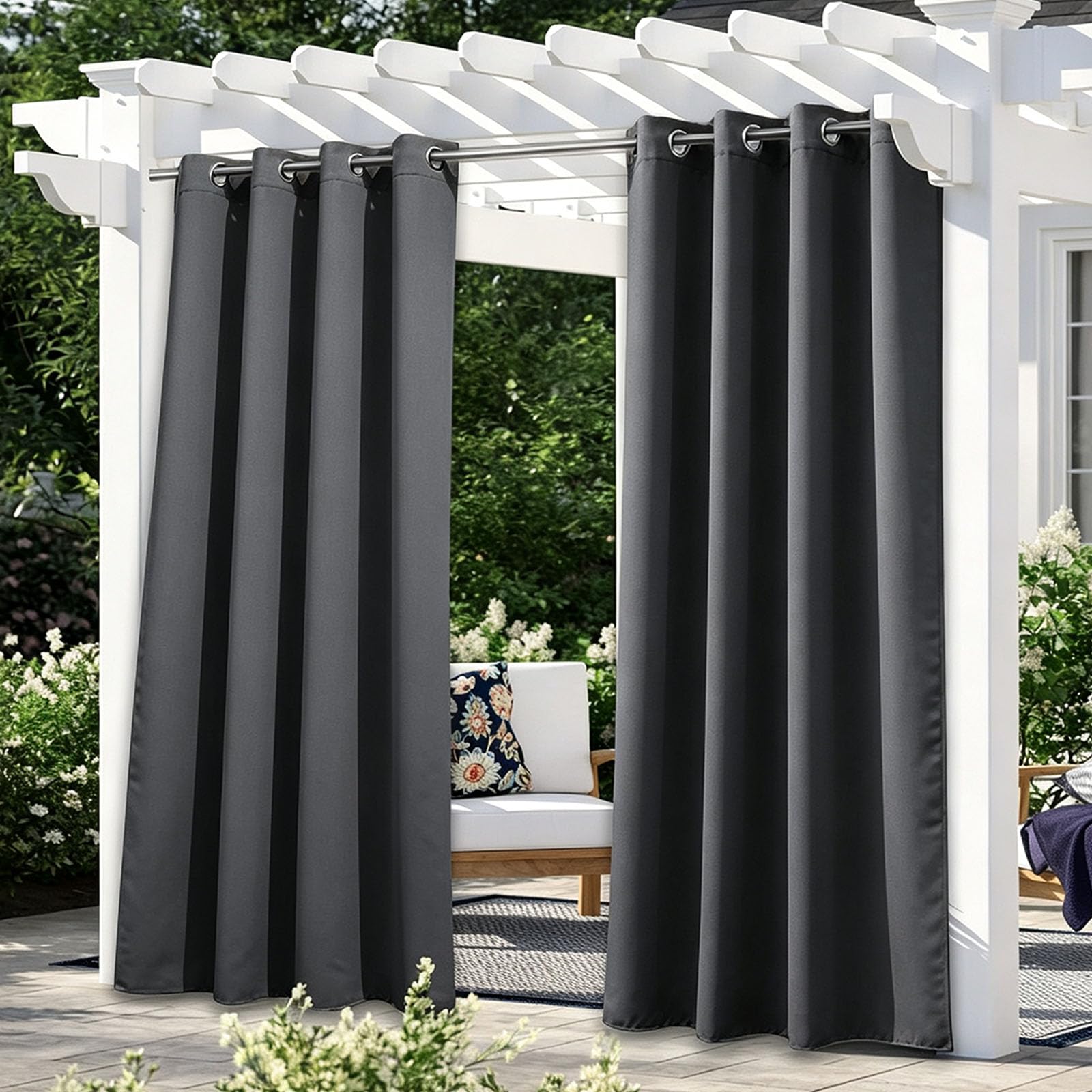 Tenda da Esterno 160 x 210 cm Oscurante Termico, Impermeabile, Protezione Dai Raggi Uv, con Occhielli Tende da Sole per Balconi per Giardino, Balcone, Grigio Scuro