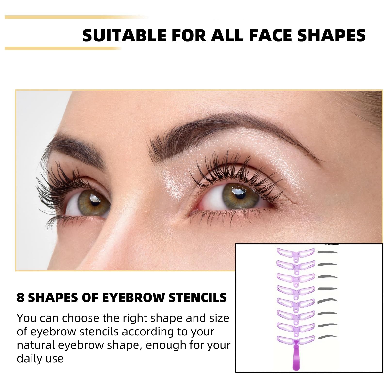 Pouple 8 Styles Eyebrow Shaping Kit - Reusable Stencil With Handle and Strap, Template for Beginners Colours Included - Image 4