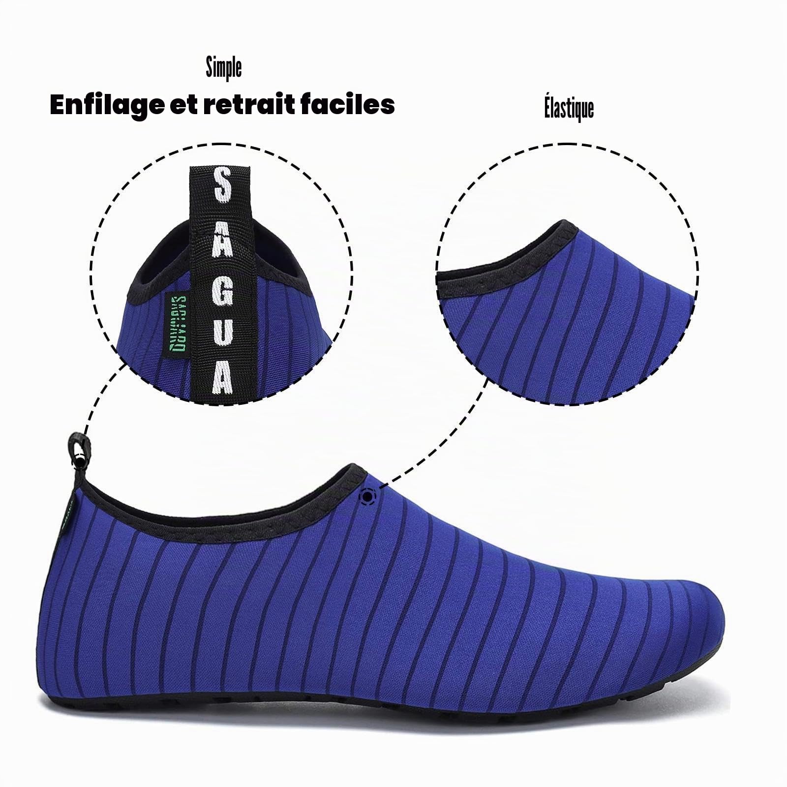 SAGUARO Chaussures Aquatiques Homme Chaussures d'eau Femme Chaussure de Plage Séchage Rapide Chaussures Plongée pour Mer Nautiques Baignade Riviere Bleu Marine GR. 40/41 EU