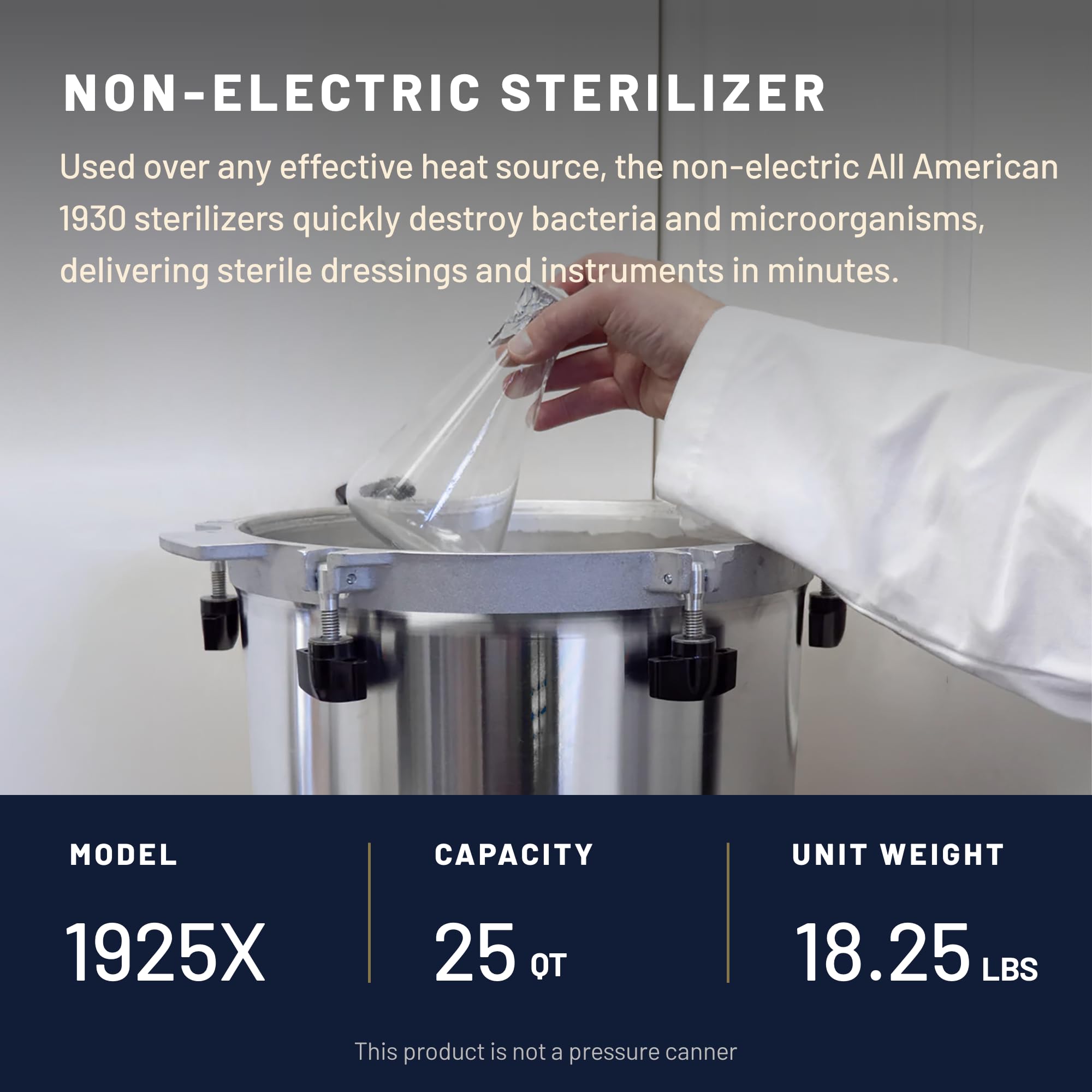 All American 1930 1925X Sterilizer - 25 qt - Non-Electric Sterilizer - Suitable for Any Heat Source - Includes Rack - Made in the USA product thumbnail 5