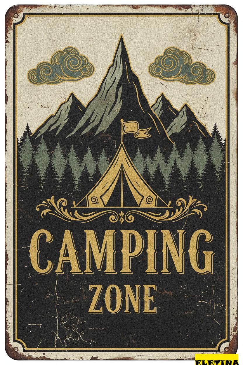 Personalized Sign for Man Cave Metal Warning Camping Zone Metal Art Vintage Street Caution Notice Metal Plaque Tin School Bar Street Parking Lot 8x12in Business Metal Art Private Property Decorative
