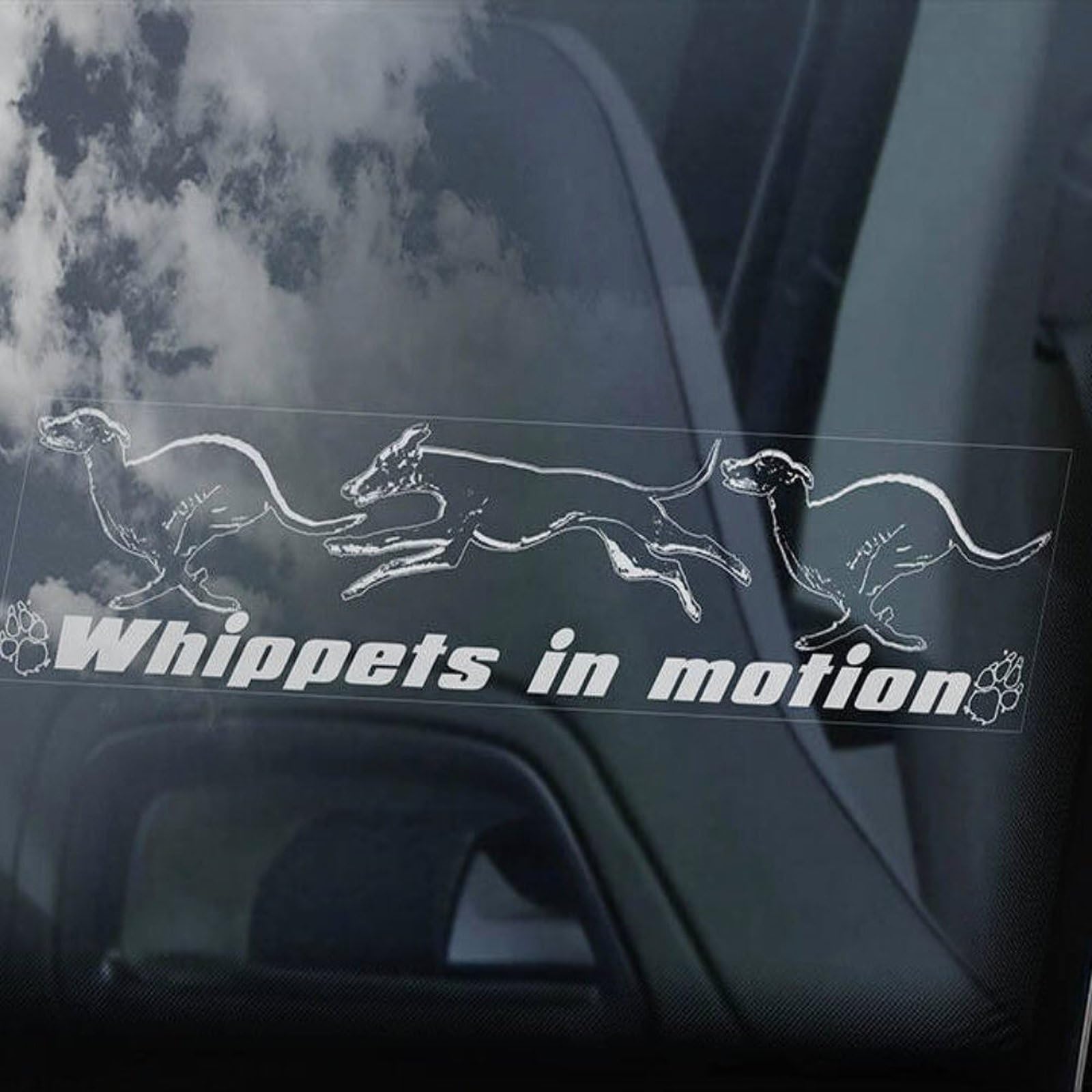 Madcolitote Whippets in Motion Car Window Sticker English Whippet Dog on Board Sign Decal Vinyl Die Cut Decals Funny Bumper Stickers Dog Pet Gift
