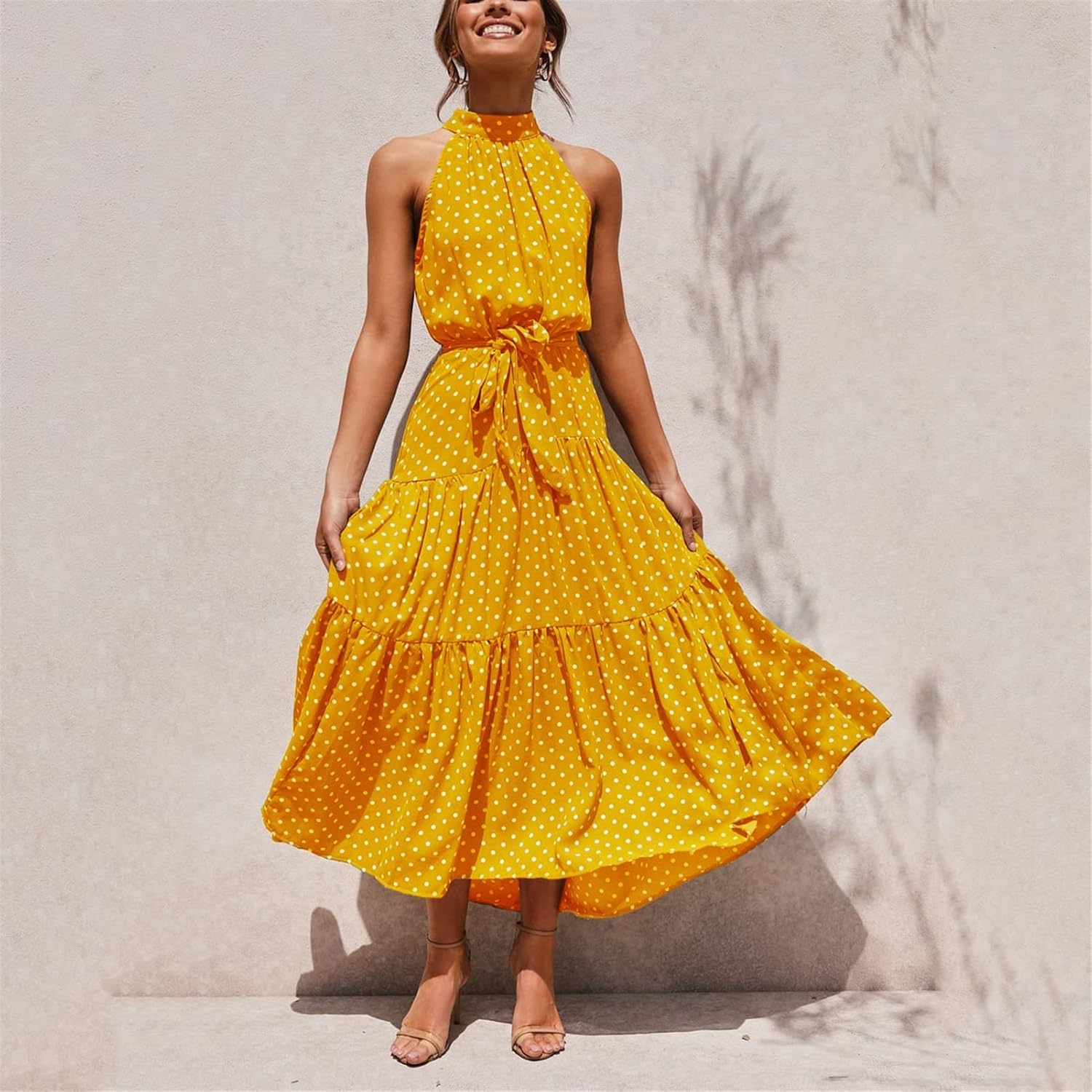 WALNUT Summer Long Dress Polka Dot Casual Dresses Strapless Sundress Vacation  Clothes for Women (Color : Yellow, Size : XL Code) : Amazon.ca: Clothing,  Shoes u0026 Accessories
