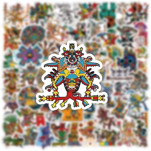Miniatura 4 de Paquete de 56 calcomanías aztecas lindas calcomanías impermeables de vinilo para botella de agua laptop teléfono patineta álbumes de recortes