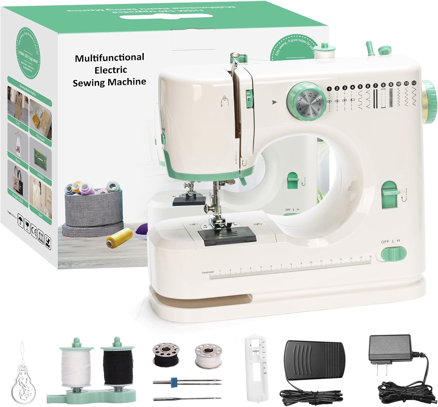 Mini Dual-Speed Sewing Machine Double Needle & Double Thread 12 Stitch Modes Beginner-Friendly Household Sewing Machine, ldeal for Adults & Beginners