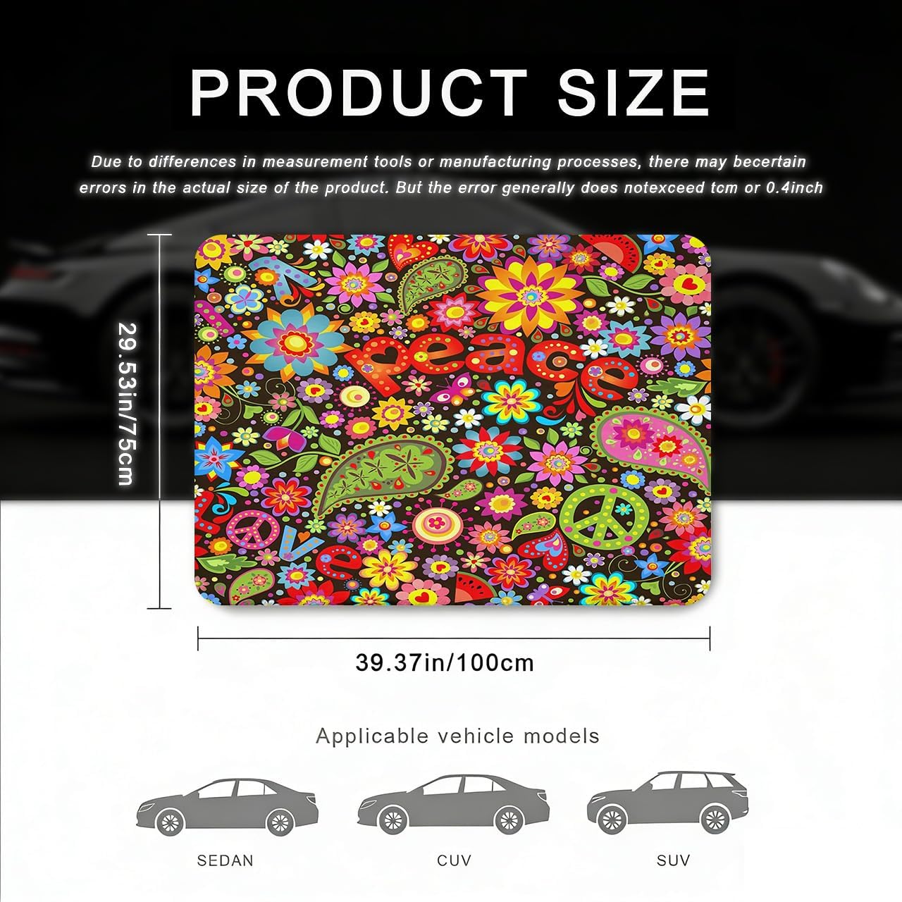 Car Trunk Mat - Universal Size 29" x 39", Floral Pattern Cargo Liner, Car Accessory for SUVs/Sedan/Wagons, Durable Protective Mat, Trunk Liner for Families/Travel Enthusiasts (Flowers-2)