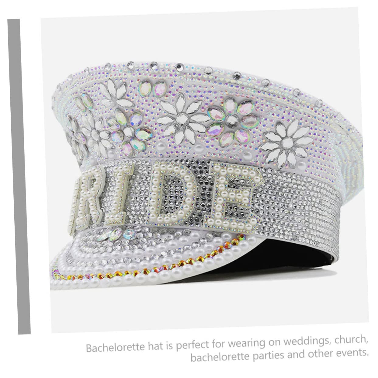 CHILDWEET Sombrero de Novia Blanco Gemas, Cuero para Bodas y Fiestas