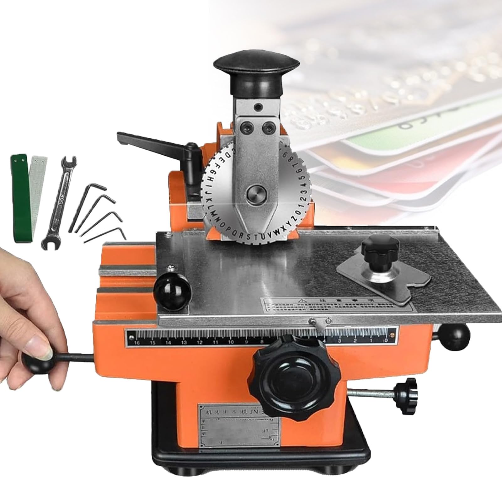 Atwynd Manual Metal Stamping Engraving Printer, Dog Tag ID Card Label Embosser, Semi-Automatic Metal Plate Embossing Machine, Professional Nameplate Plate Sheet Stamping Marking Machine A-5mm