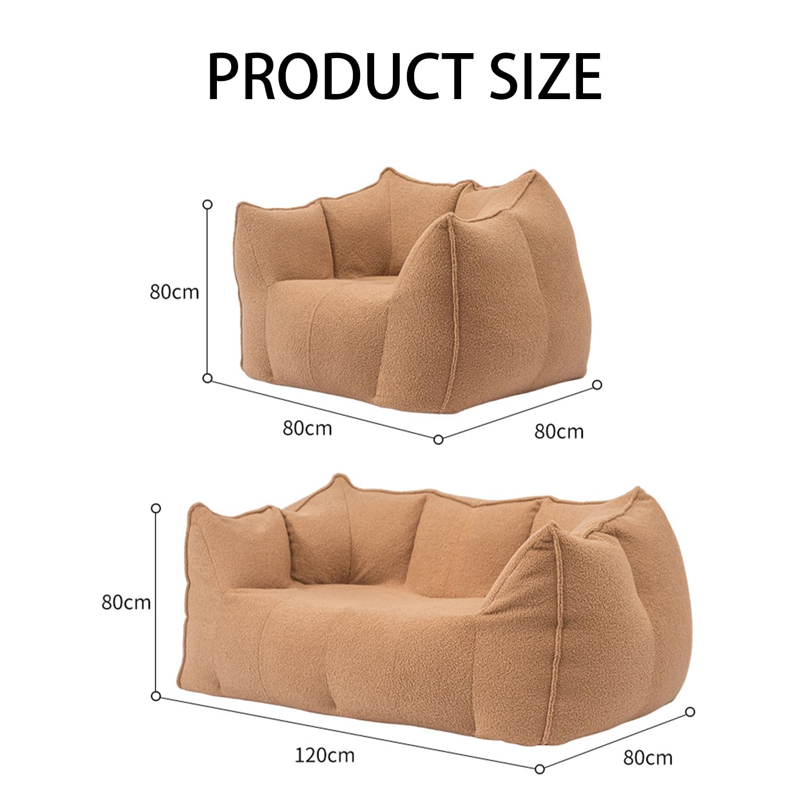 Moderni Poltrona a Sacco Divano Mini Sottovuoto da Interno Piccolo Divano compresso sottovuoto Divano 2 posti Piccolo Divano poltrone Sofa divani,Nessuna Installazione Richiesta Brown Double