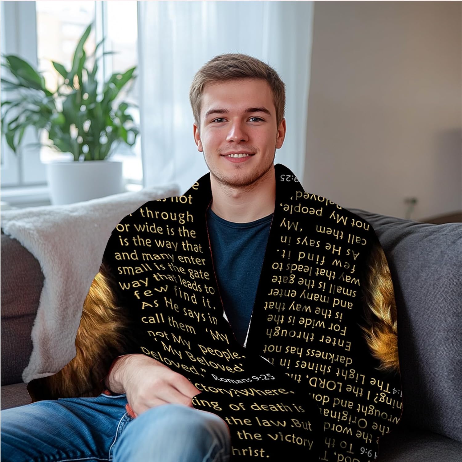 Bible Verse Blanket Christian Gifts Lion Prayer Religious Throw Blanket for Men Women Pastor Couch Sofa Bed to Keep Warm 80"x60"