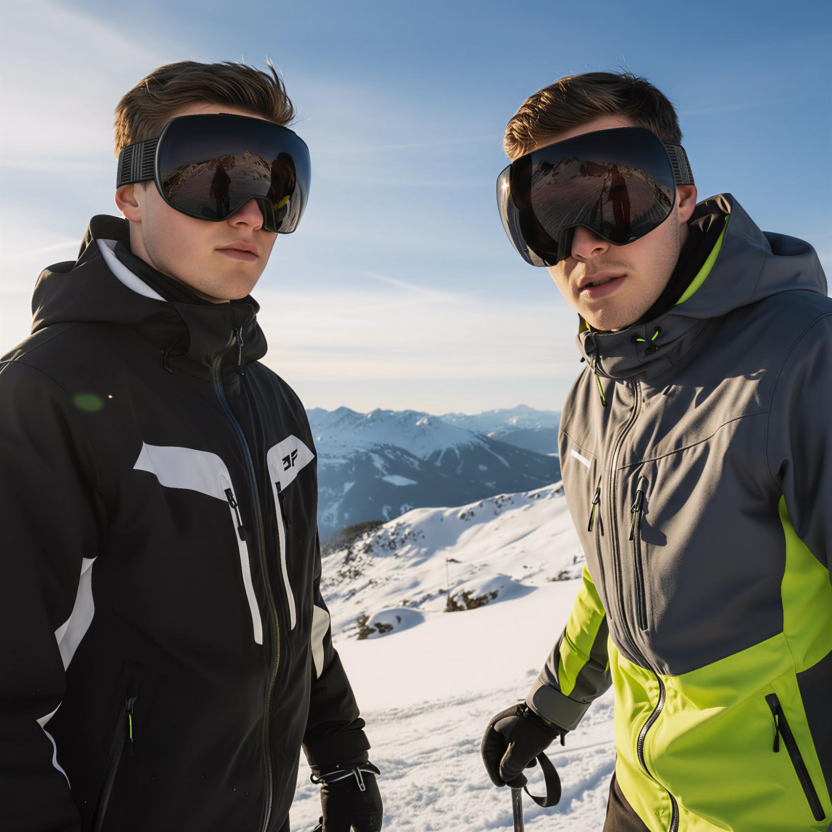 OULAIQI Occhiali da sci da neve, protezione OTG UV400, anti nebbia, sci, pattinaggio, snowboard, occhiali da snowboard per uomini e donne giovani