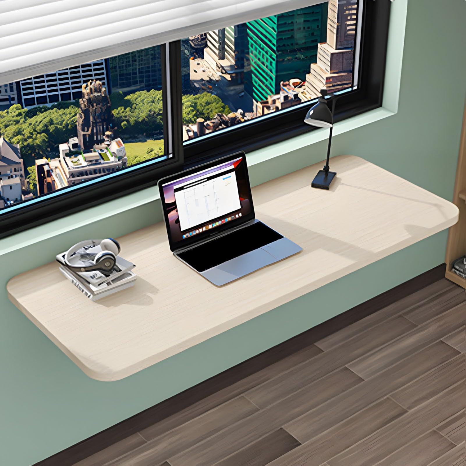 LWJSOCP Foldable Wall Desk - Space-Saving Hanging Computer Table for Study, Dining, or Bedroom - Versatile 90x20cm Wooden Folding Table - Stylish & Functional Design