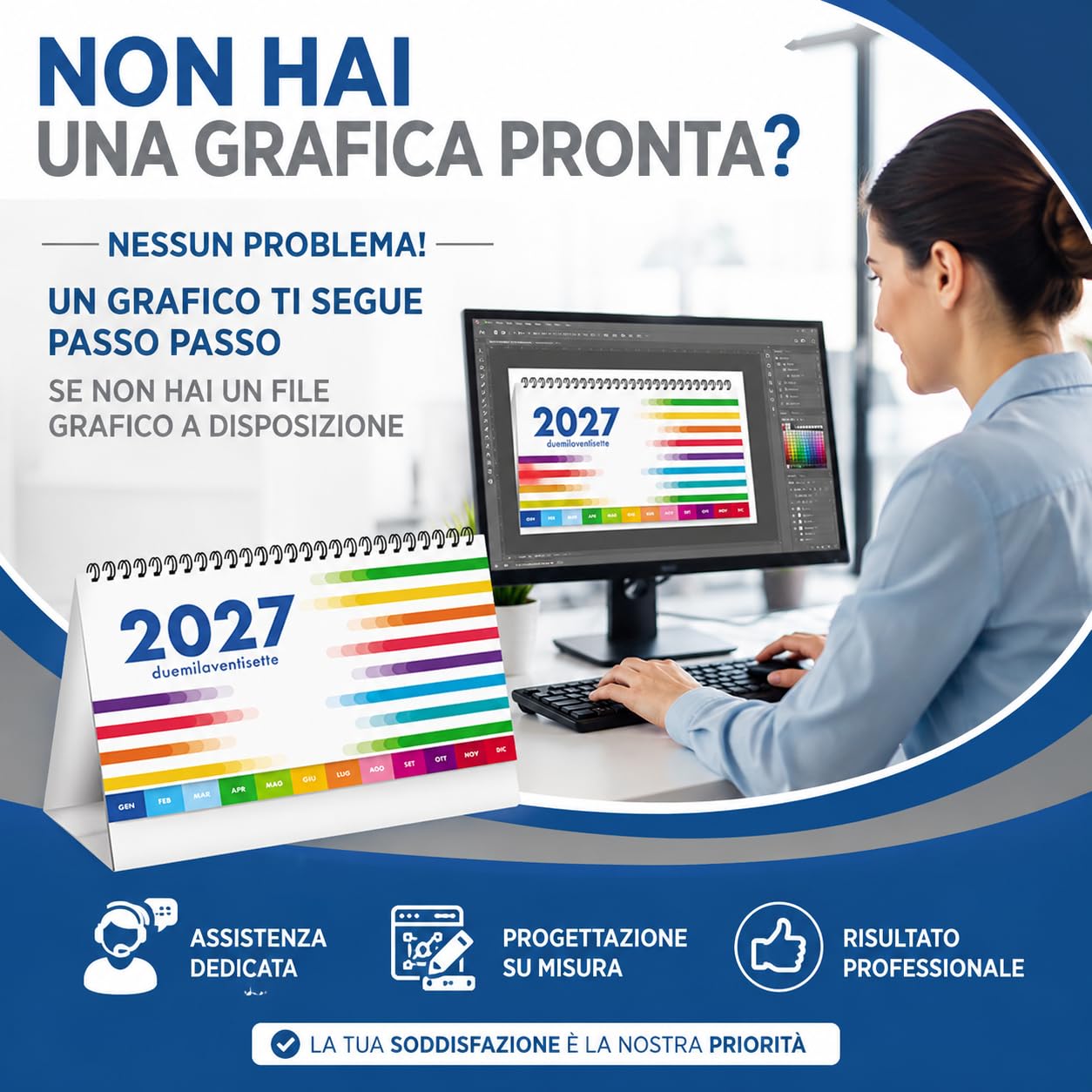 Calendari Personalizzati 2027 da Tavolo Classici Stock da 100 Pezzi Spiralati Illustrati per Gadget Pubblicitari di Fine Anno e come Omaggio per i Clienti o Regali Aziendali PA744