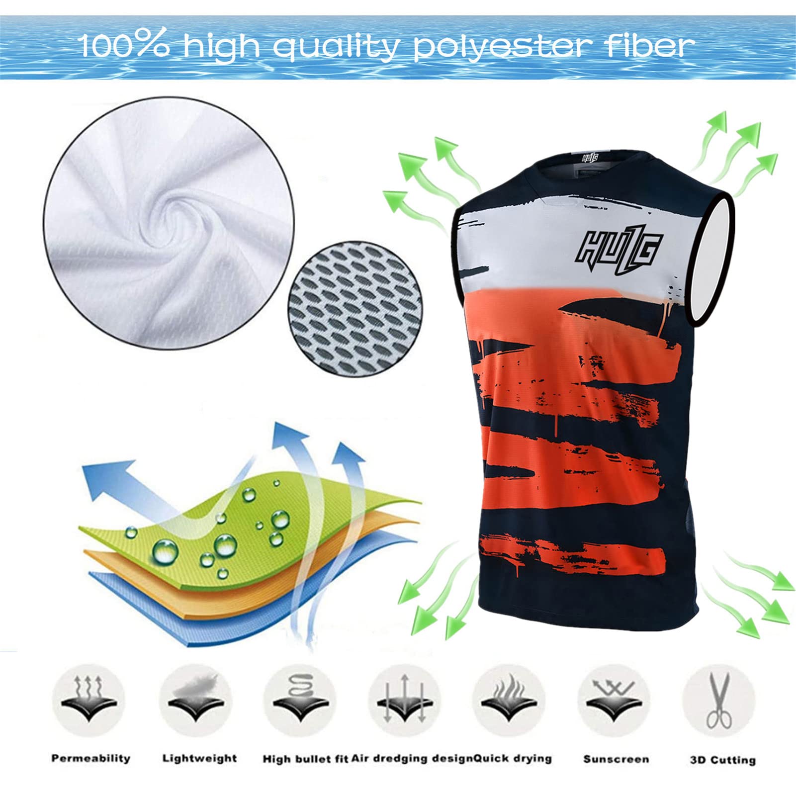 Maillot De VTT Gilet De Cyclisme,| Matériau Respirant, Séchage Rapide, Antibactérien ?Gilet Softshell Léger pour Homme, Coupe-Vent sans Manches, pour Voyage, Randonnée