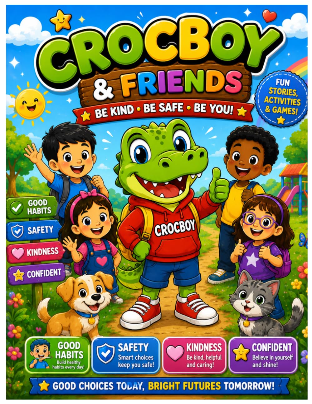 CrocBoy & Friends Good Habits Activity Book for Kids: Coloring Pages, Mazes, Puzzles, Confidence Building, Kindness, Safety, Civic Sense, Environment & Fun Learning Activities for kids