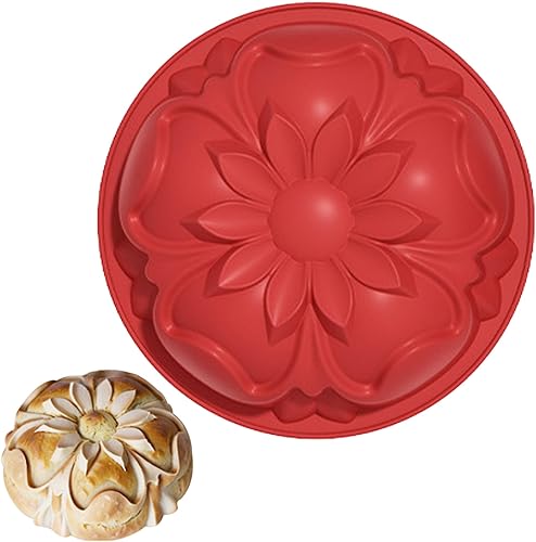 Miniatura 1 de Molde de silicona con forma de flor, molde redondo grande de 8 pulgadas, moldes de silicona antiadherentes para hornear pasteles, panes, tartas,
