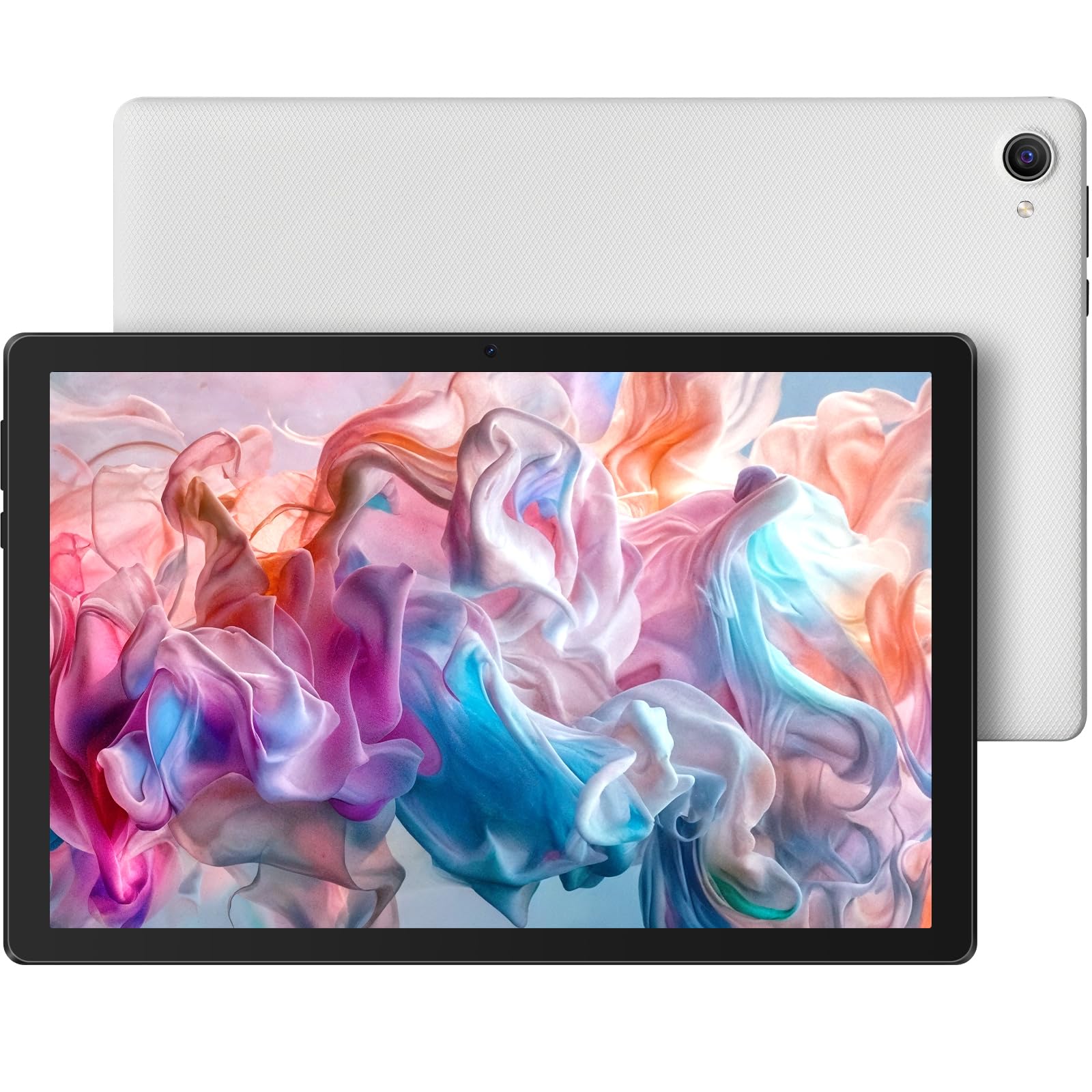 Laptok Tablet, 10 Pollici Android Tablet Octa-Core, 64GB ROM 1TB Espandibili, WiFi 6, BT 5.3, Face ID, Schermo 1280x800 HD IPS, Widevine L1, Doppia Fotocamera 5MP+8MP, 5000mAh（Bianco）