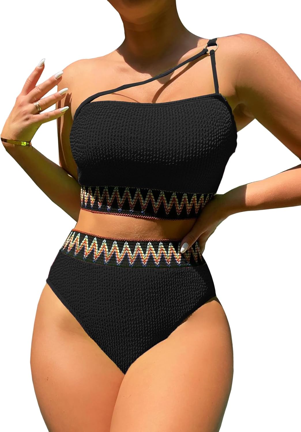 (size;S) SherryDC Women's Self Tie Knot Strapless Bandeau High Cut High Leg Bikini Swimsuit