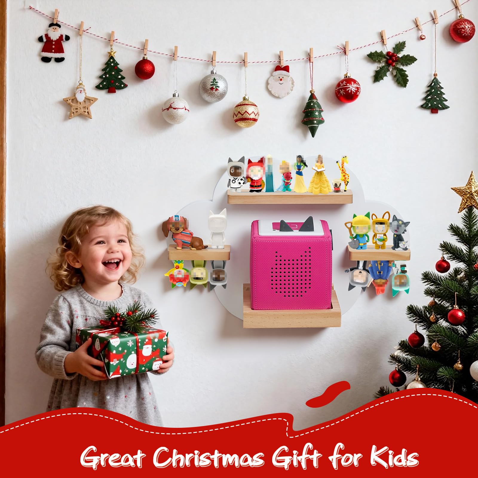 Gieanoo Cloud Tonies Regal,für TonieBox 2/1 Toniebox Regal für 12-15 Tonie Figuren Zeichen Tonie Regals Wolke kompatible Ladestation für Kinderzimmer,Babyzimmer (Weiß)