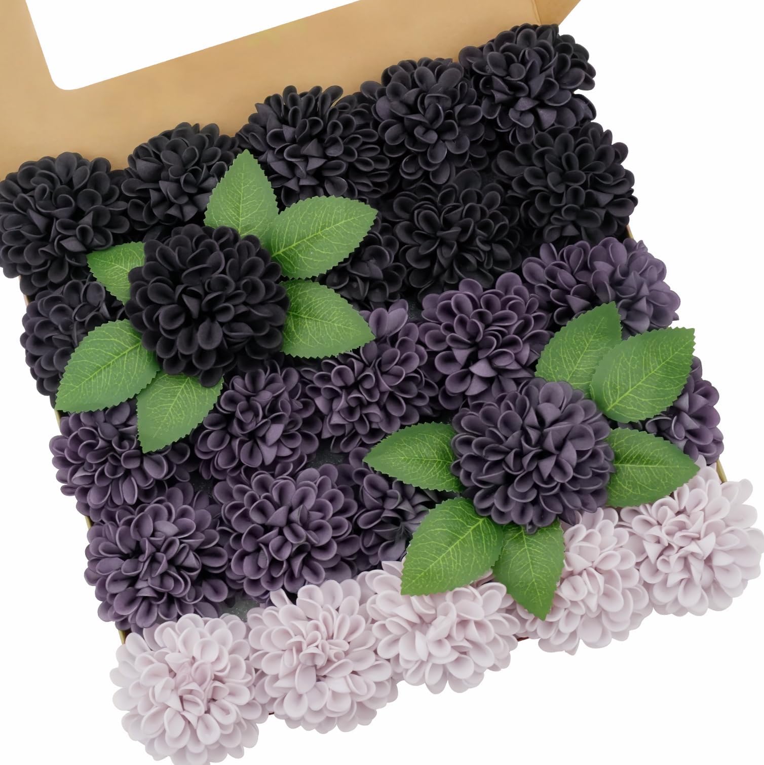 Artificial Flowers, 25pcs Realistic Artificial Rose for DIY Wedding Bouquets Centerpieces Arrangements, Gradient Violet Shades Dahlia Flowers with Stem for Bridal Shower Party