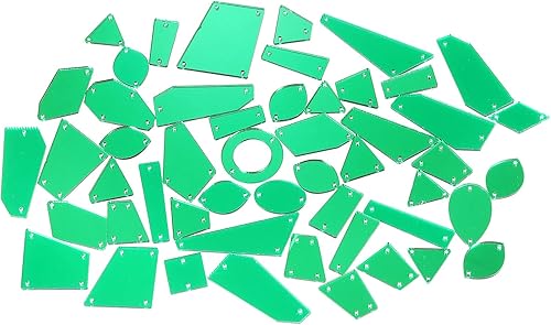 MECCANIXITY 50 piezas de formas mixtas para coser en espejo con parte trasera plana, diamantes de imitación acrílicos espejados para vestidos de