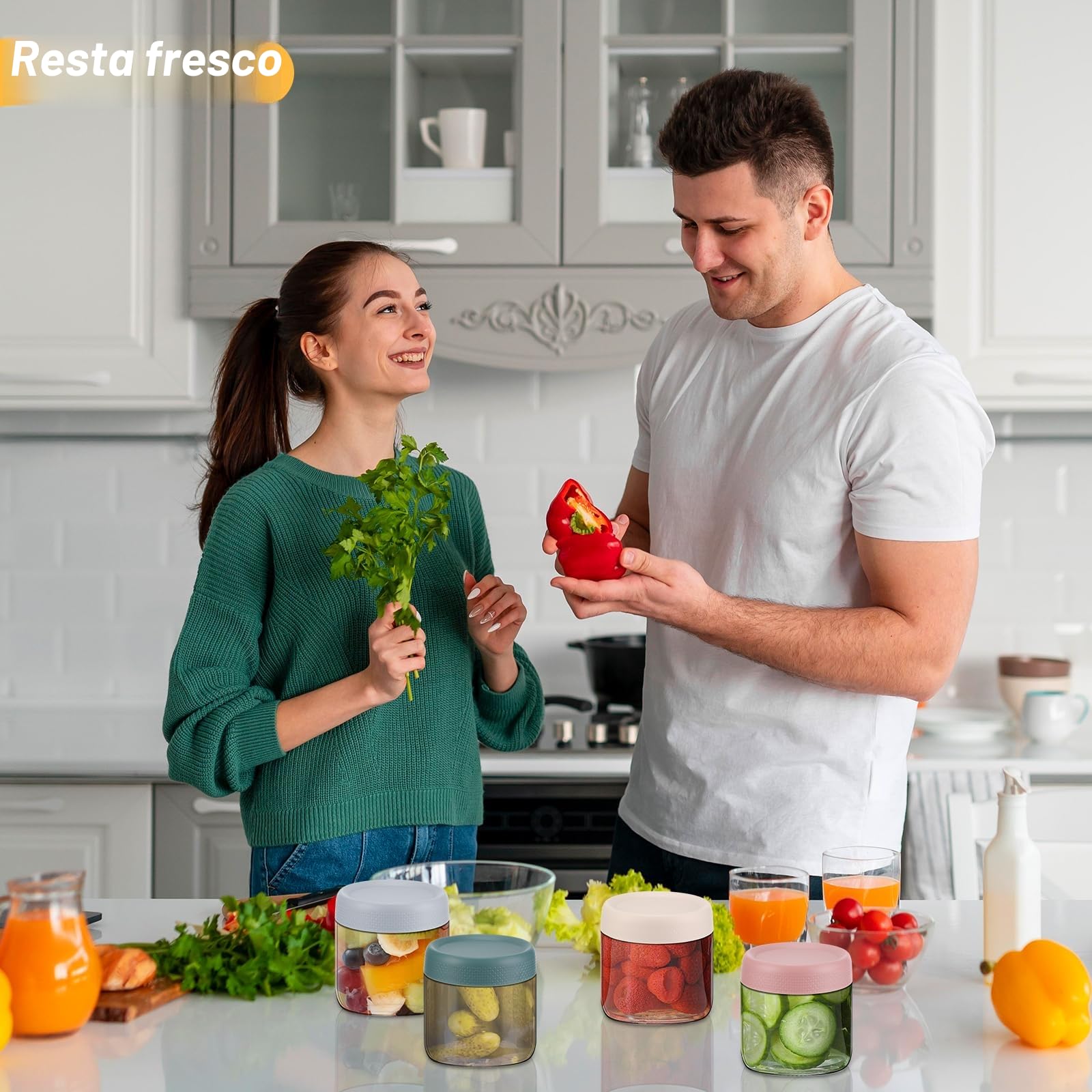 4 Pezzi Barattoli di Vetro con Coperchi, 350ml Vasetti Vetro, Vasetti per Yogurt, Fiocchi D'avena, Miele, Insalata, Marmellata, Cibo in Salamoia, Freschezza, Stoccaggio
