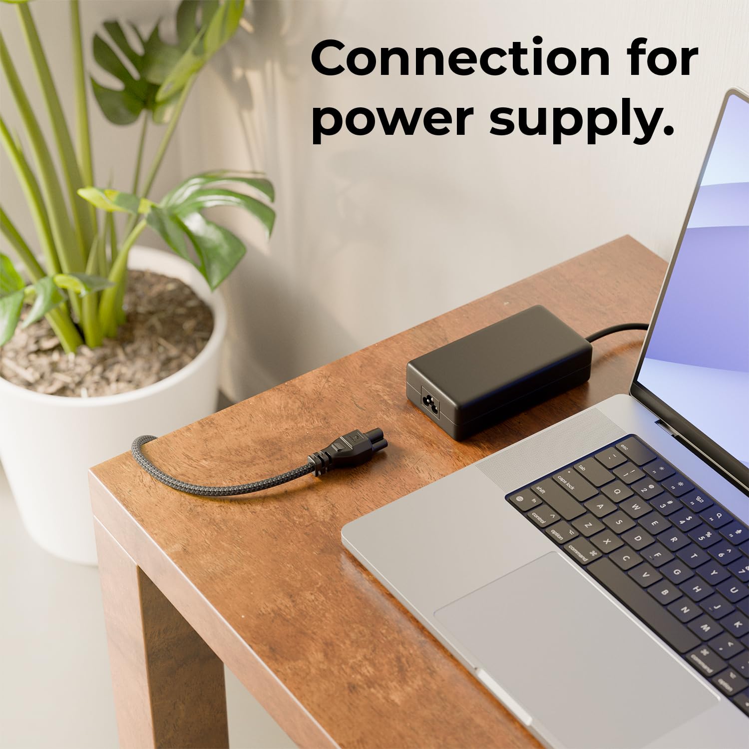 deleyCON 2m Kabel Zasilający - Typ F na C5 („Koniczynka”) - Nylonowy - Wtyk ze Stykiem Ochronnym Pod Kątem 90° - 2,5A - do Laptopów, Notebooków, Zasilaczy, TV, Monitorów - Szary