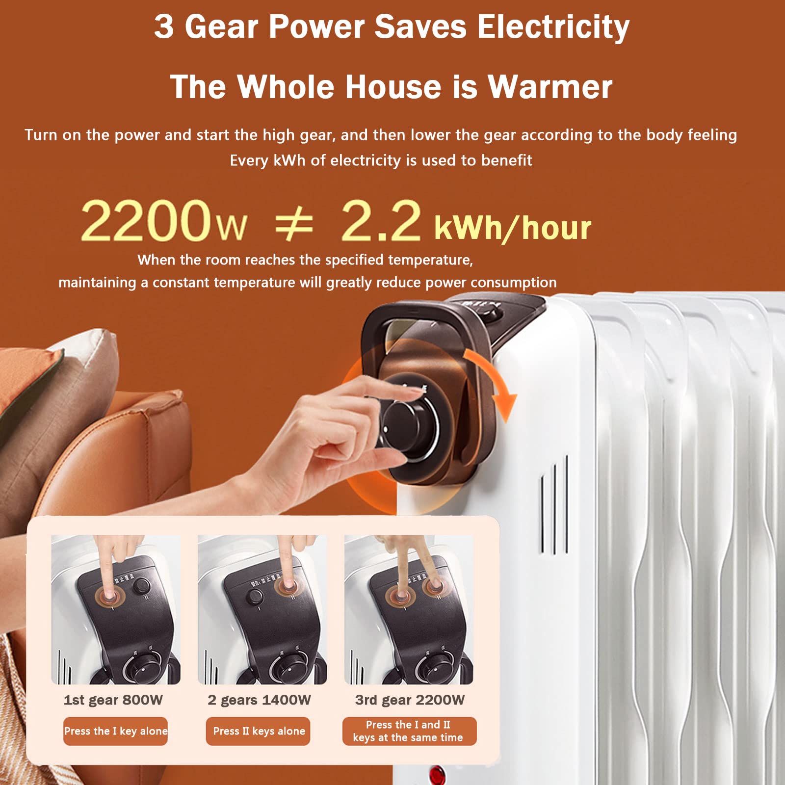 Amazon.co.jp : オイルヒーター 2200W ヒーター 電気ストーブ エコ