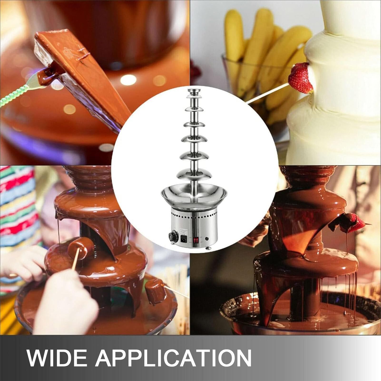 Fontana di Cioccolato Commerciale - 4/5/6/7 Livelli Salsa in Acciaio Inossidabile Melting Pot/Macchina a Cascata di Cioccolato per Attrezzature per Buffet di Nozze per Feste (4Layers)