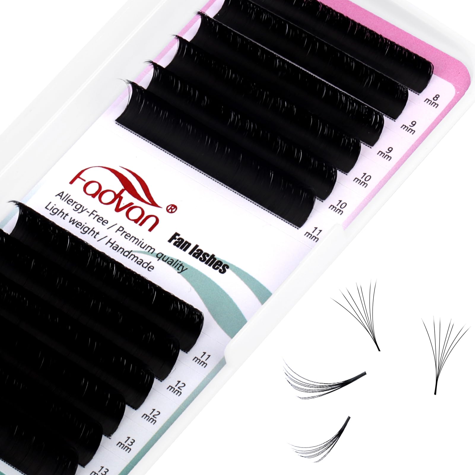 Extension Ciglia Easy Fan 0.05mm C Curl 8-14mm Misto 2D~20D Estensioni Ciglia Ciuffetti Volume Russo Seta Professionale FADVAN(0.05C, mix8-14mm)