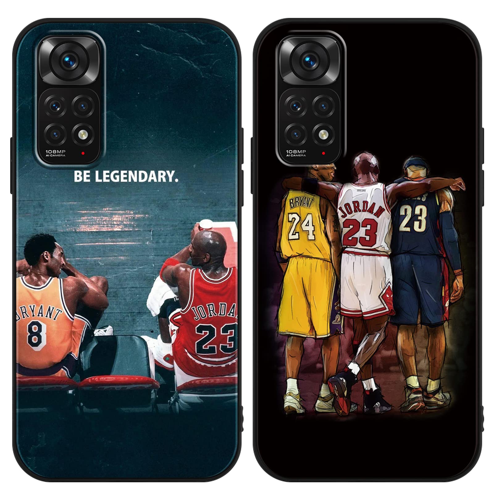 Cover Per Xiaomi Redmi Note 10 4G E Note 10S – 2 Pezzi – Custodia In TPU Morbida Con Motivo Basket 23 – Antigraffio E Antiurto - 2