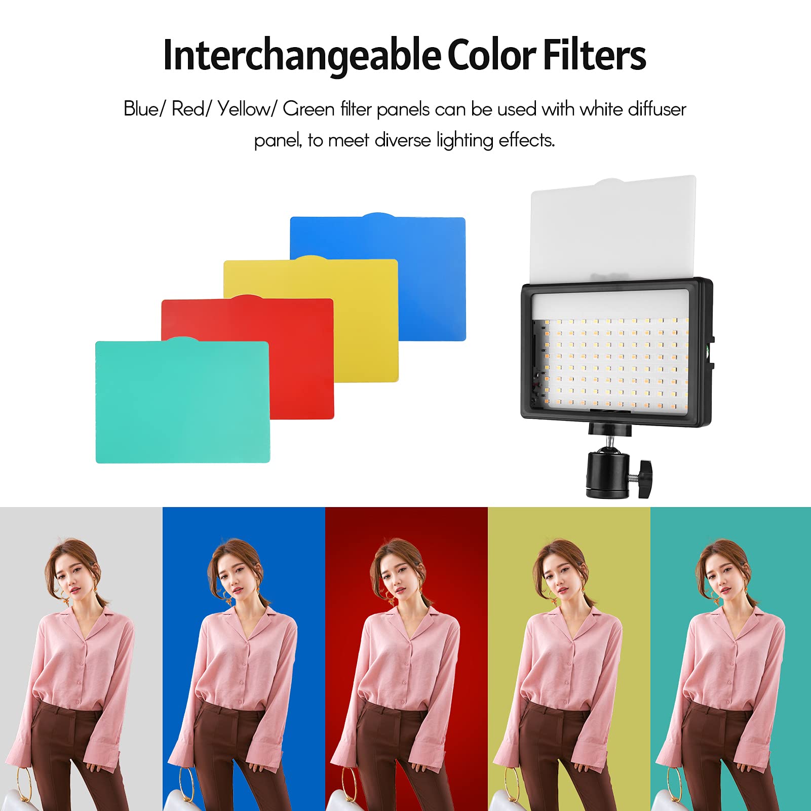 Andoer Andoer - Kit di illuminazione per videoconferenza USB, include luci video LED 3200K-5600K, dimmerabili, staffe di illuminazione pieghevoli per montaggio su scrivania, adattatore a sfera
