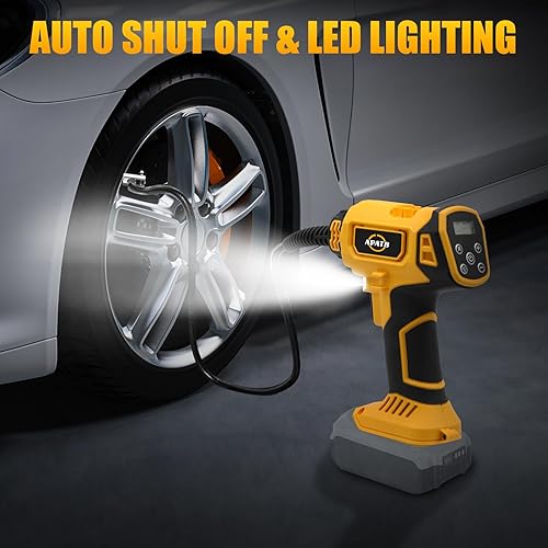 Miniatura 6 de Inflador de neumáticos inalámbrico Compresor de aire para batería Dewalt de 20 V máximo, bomba de aire portátil de mano de 150 PSI con medidor de